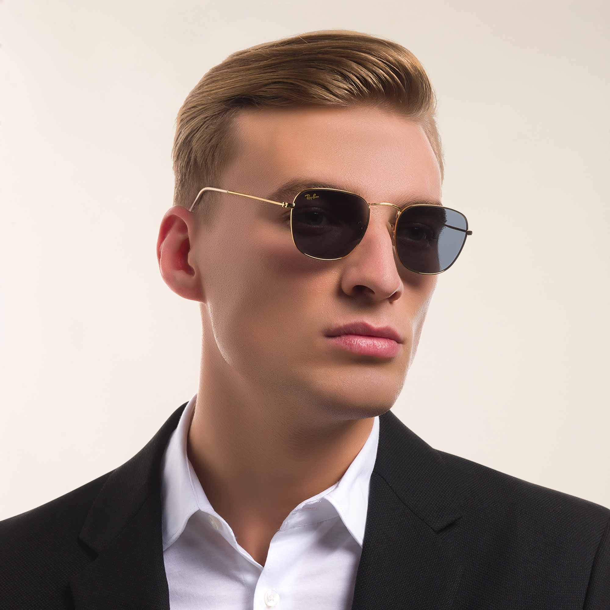 Shop Ray-Ban Frank Square Sunglasses in Gold online.