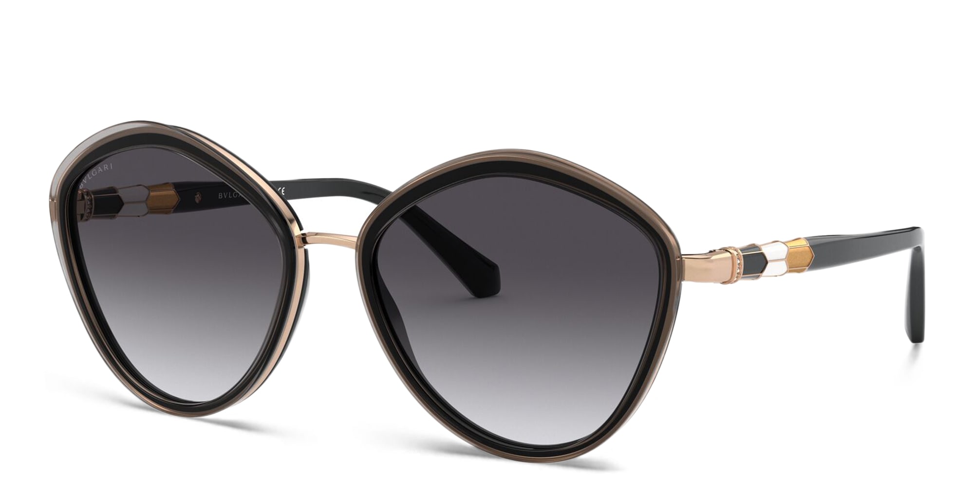 Shop BVLGARI Irregular Sunglasses in Black online.