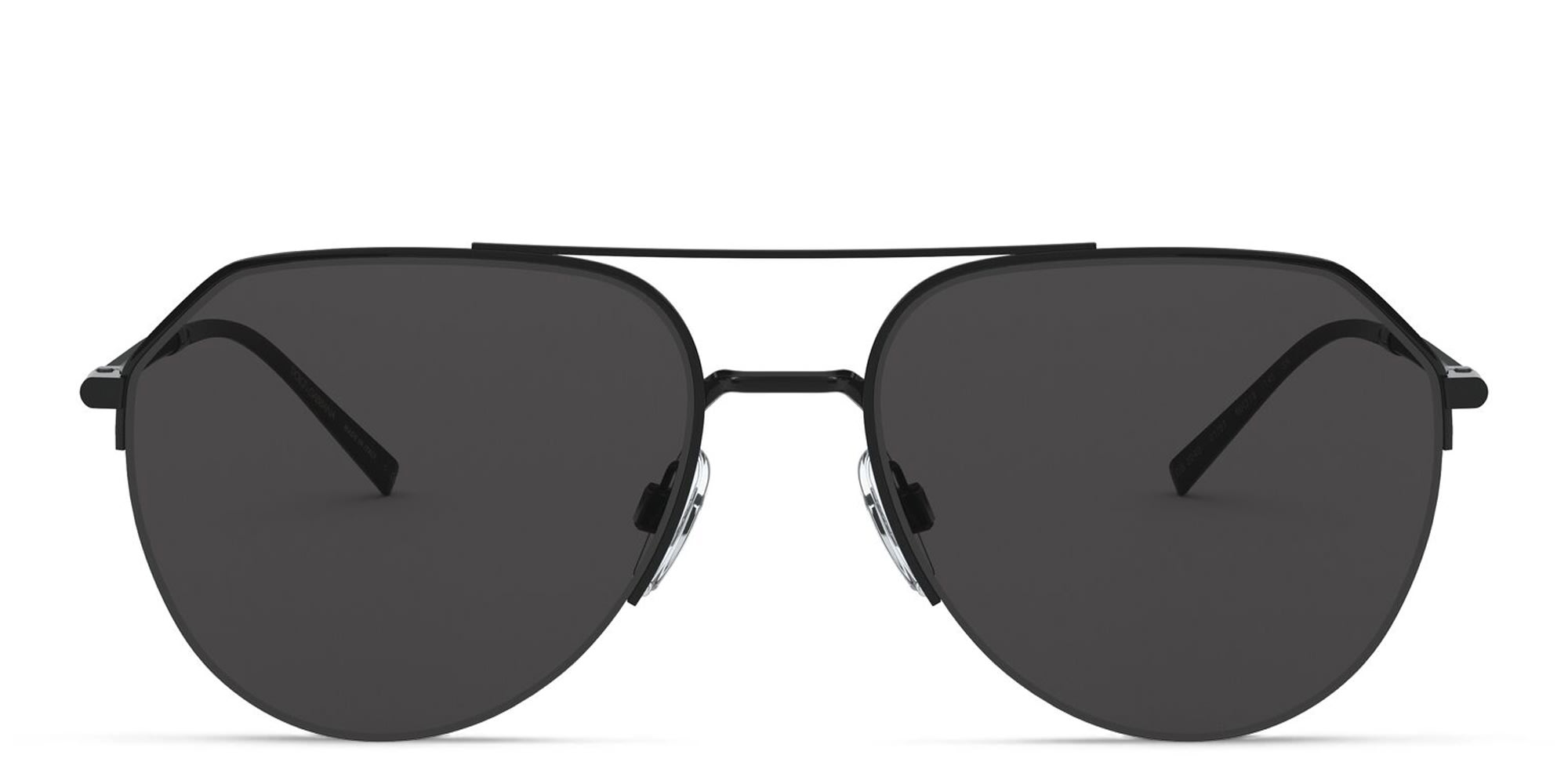 Shop Dolce & Gabbana Half Rim Aviator Sunglasses in Black online.