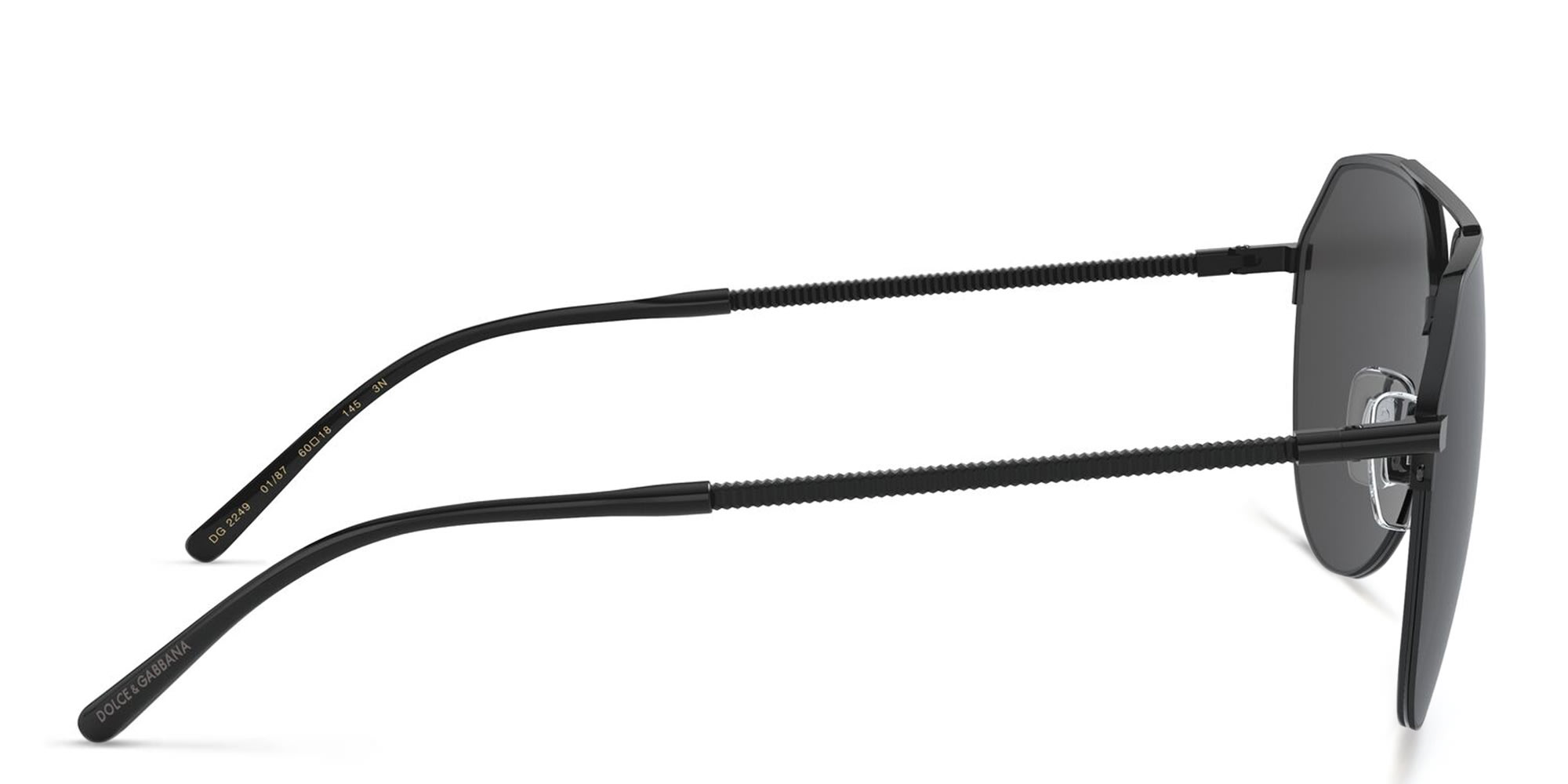 Shop Dolce & Gabbana Half Rim Aviator Sunglasses in Black online.