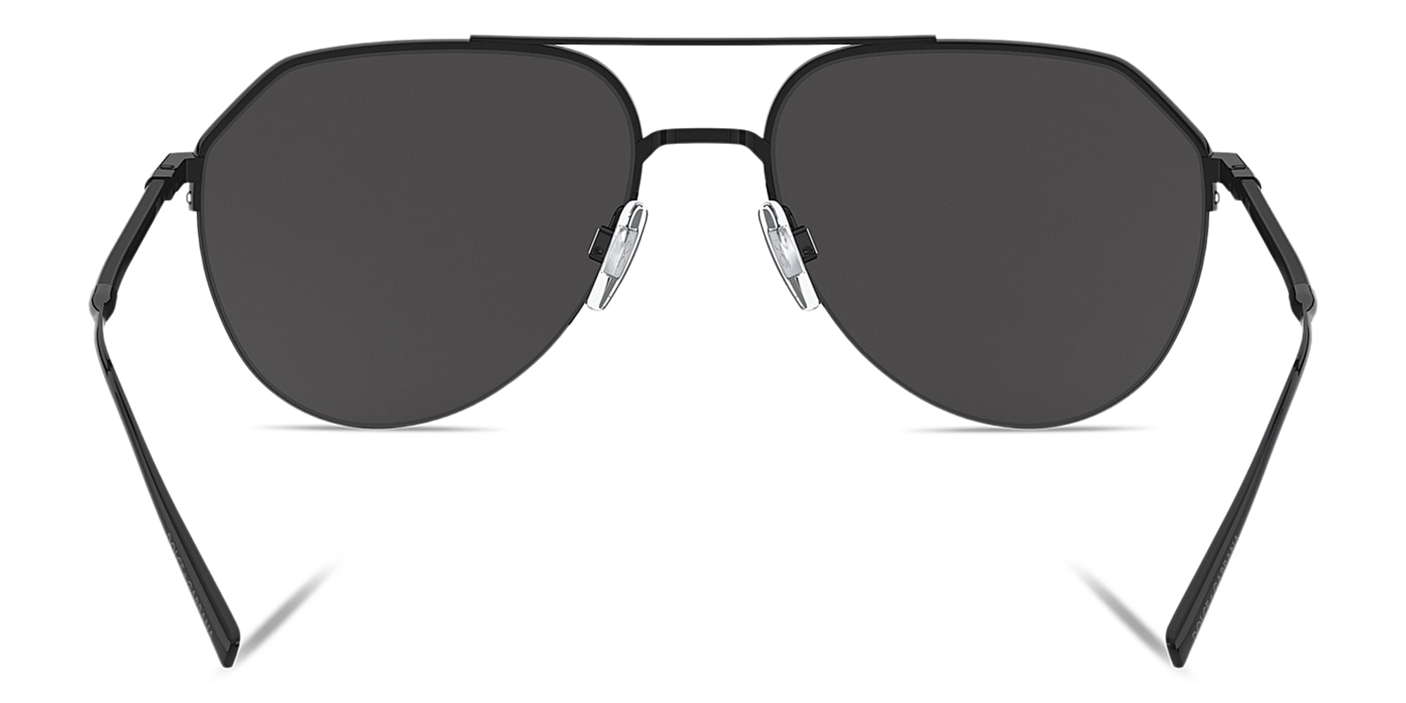 Shop Dolce & Gabbana Half Rim Aviator Sunglasses in Black online.