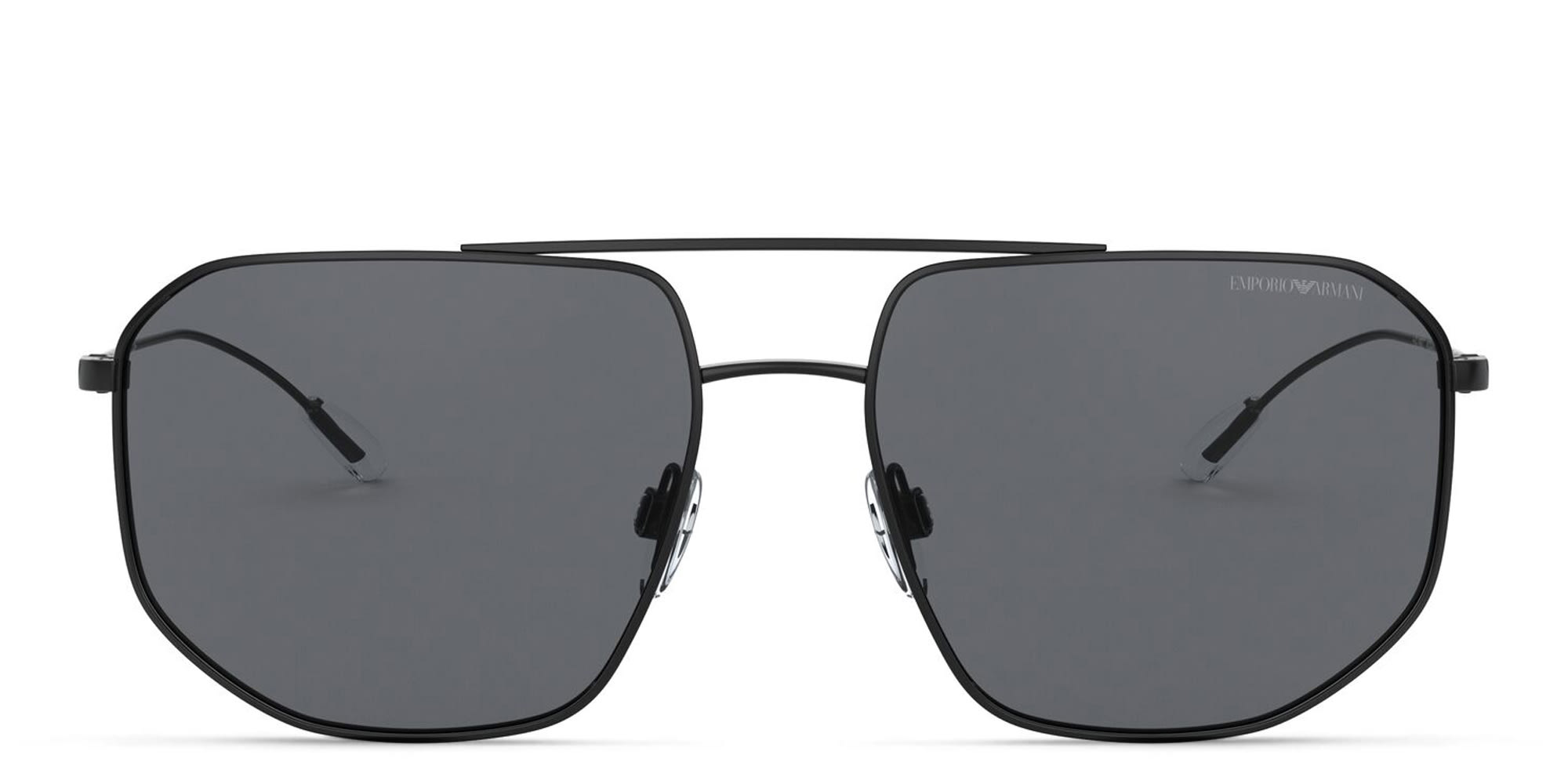 Shop Emporio Armani Irregular Sunglasses in Matte Black online.