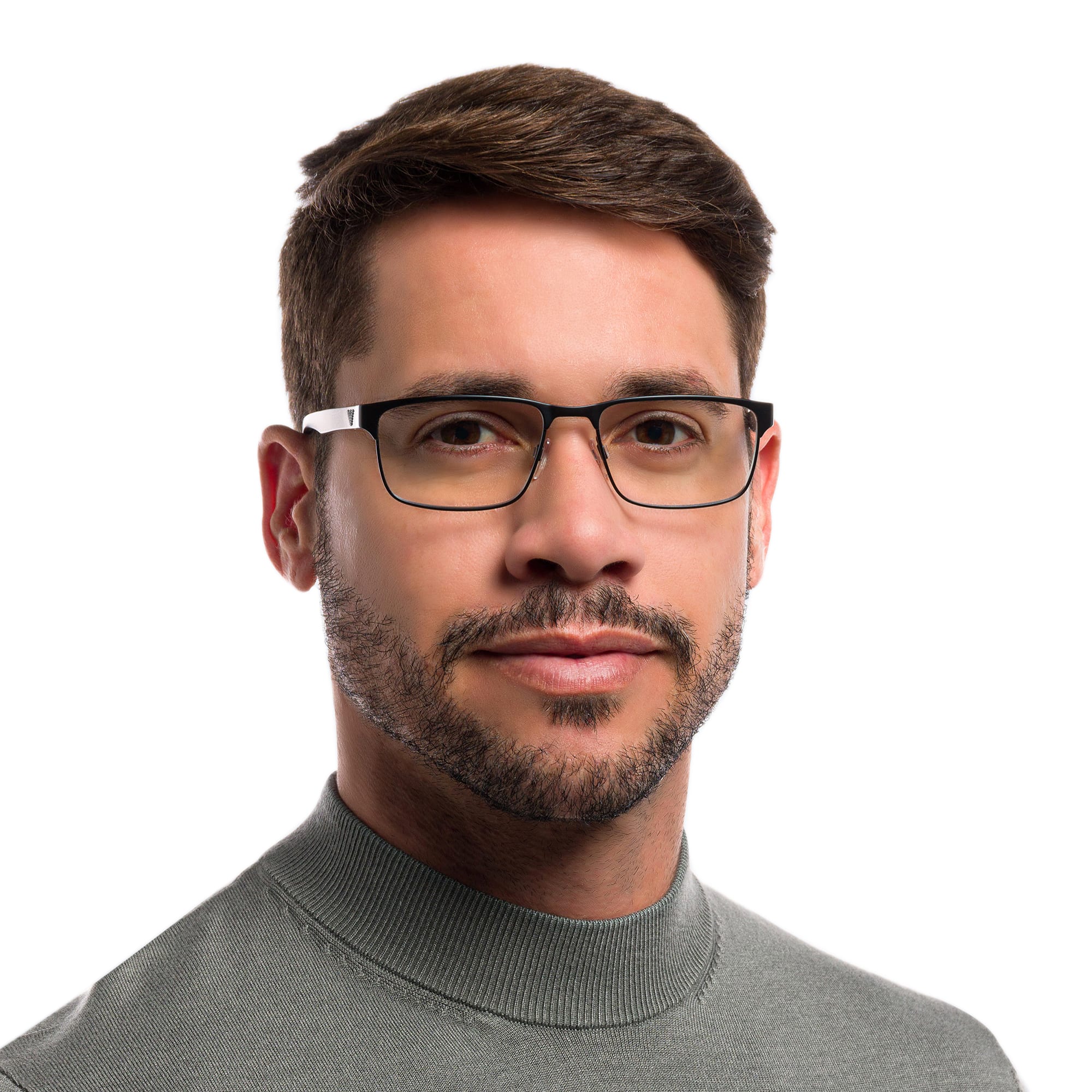 Shop Emporio Armani Rectangle Eyeglasses in Matte Black online.