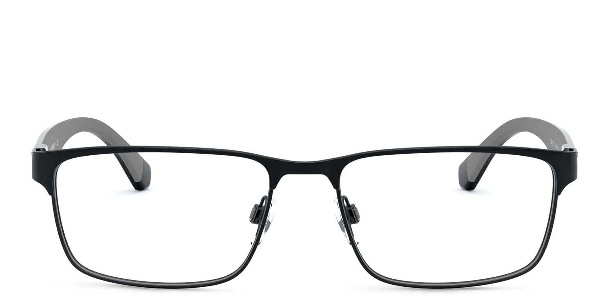 Shop Emporio Armani Rectangle Eyeglasses in Matte Black online.