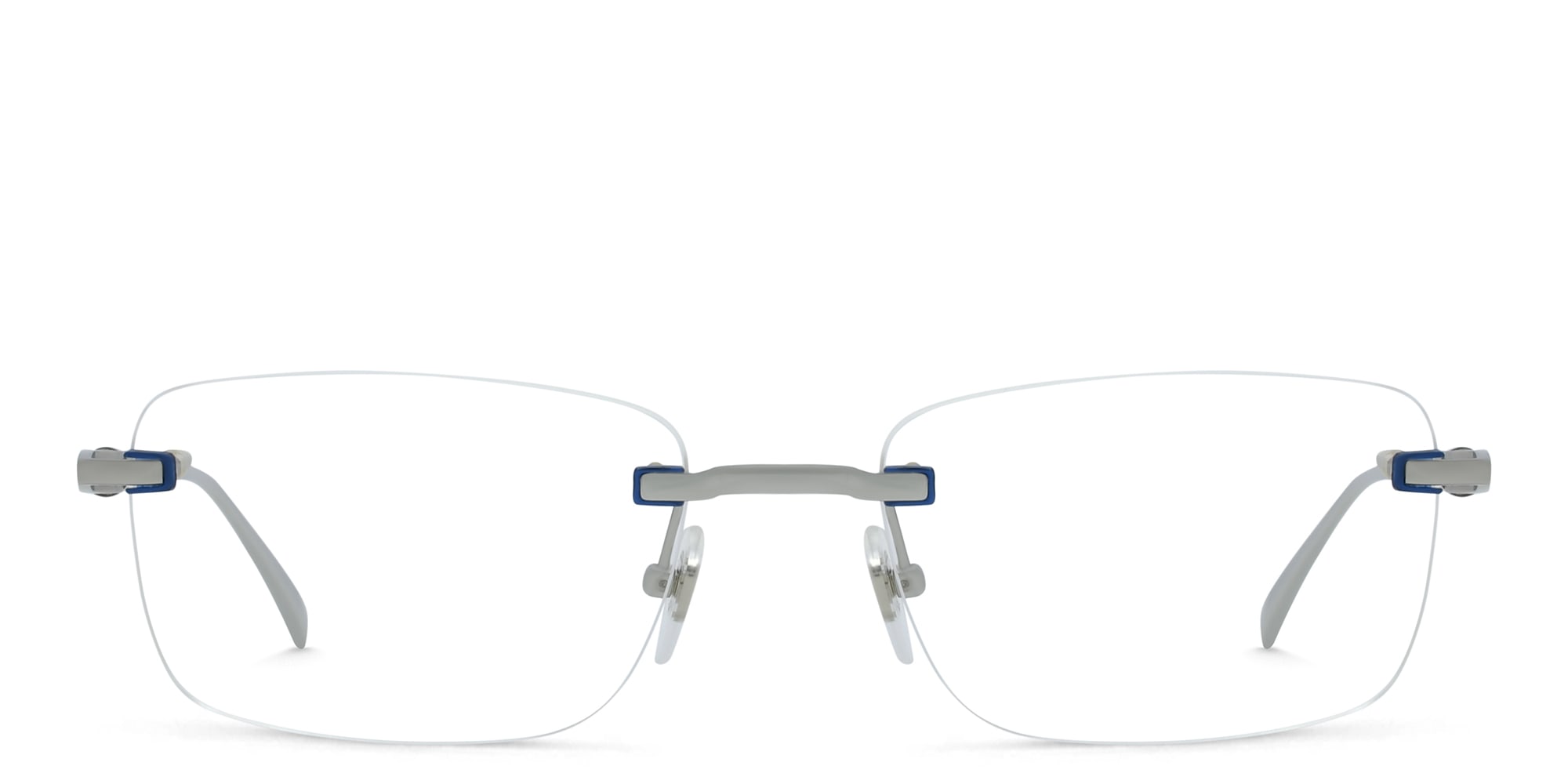 Shop EYE'M Rimless Rectangle Eyeglasses in Silver online.