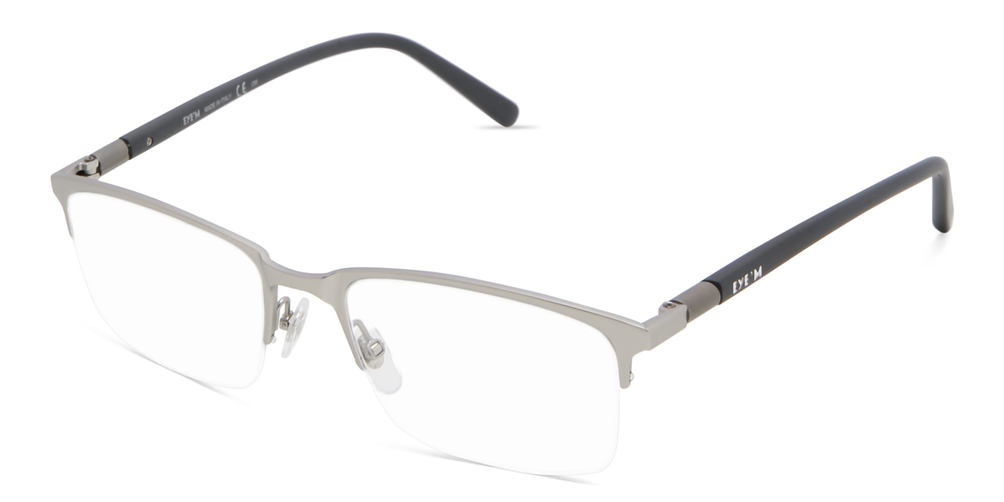 Shop EYE'M Half Rim Rectangle Eyeglasses in Silver online.
