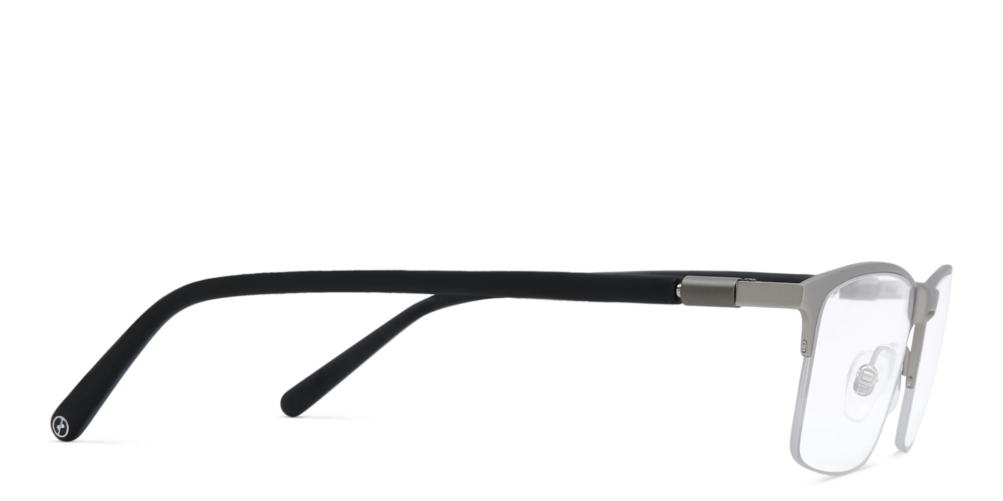 Shop EYE'M Half Rim Rectangle Eyeglasses in Silver online.
