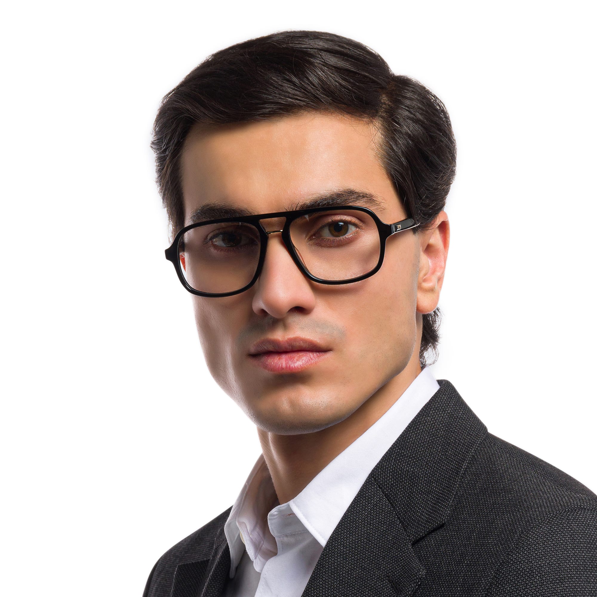Shop EYE'M Aviator Eyeglasses in Black Gold online.