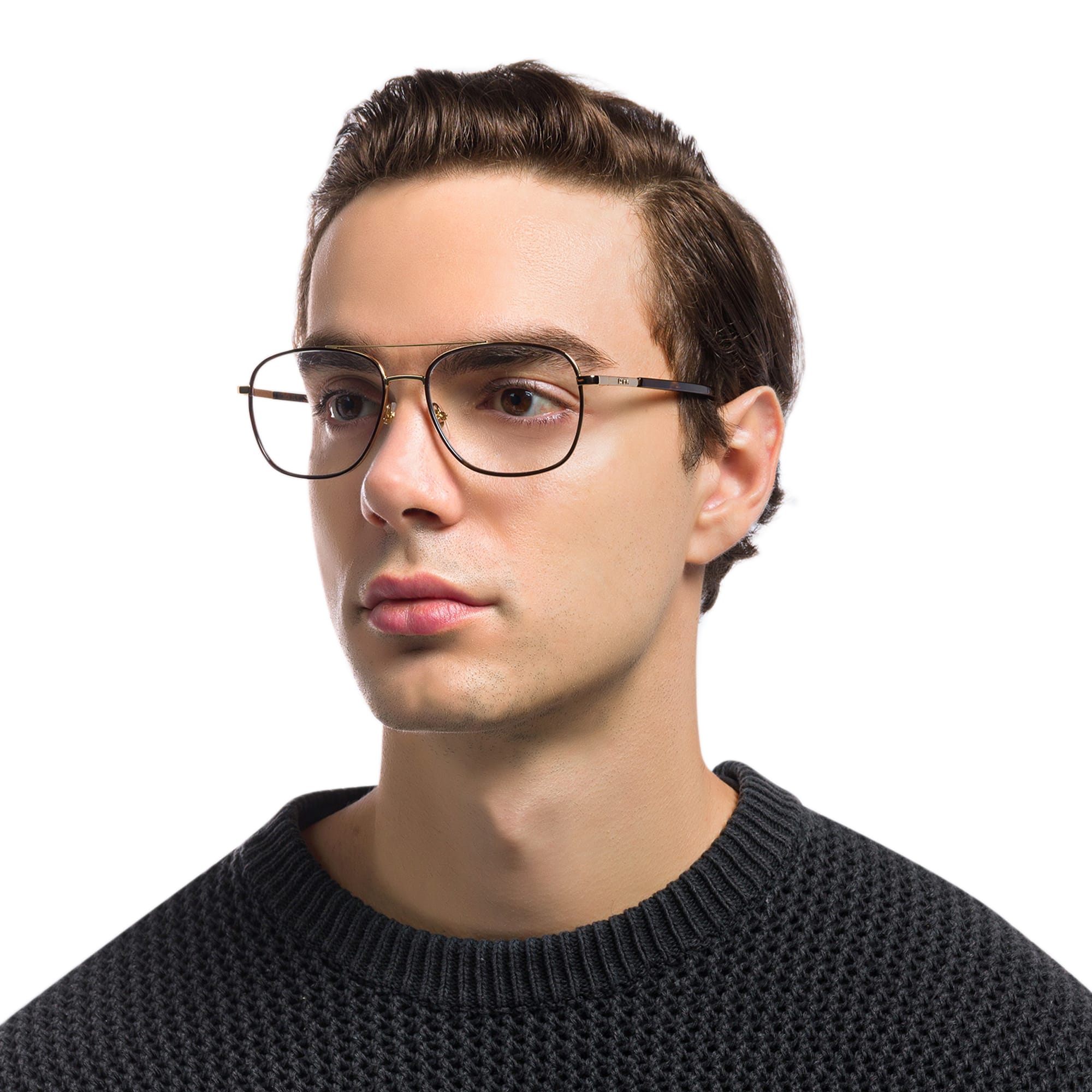 Shop EYE'M Wide Square Eyeglasses in Havana online.