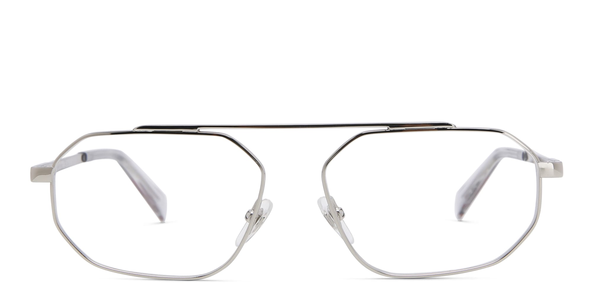 Shop EYE'M Irregular Eyeglasses in Silver online.