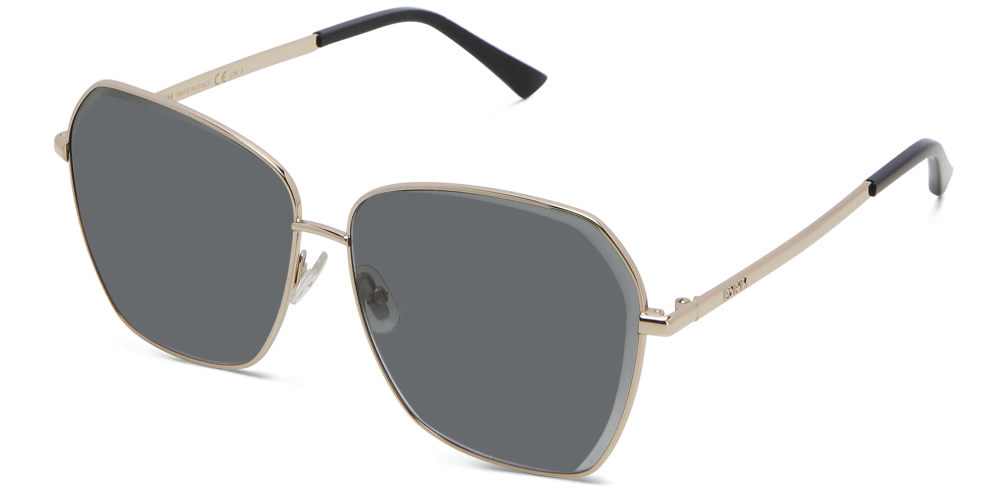 Shop EYE'M Wide Cat Eye Sunglasses in Gold online.