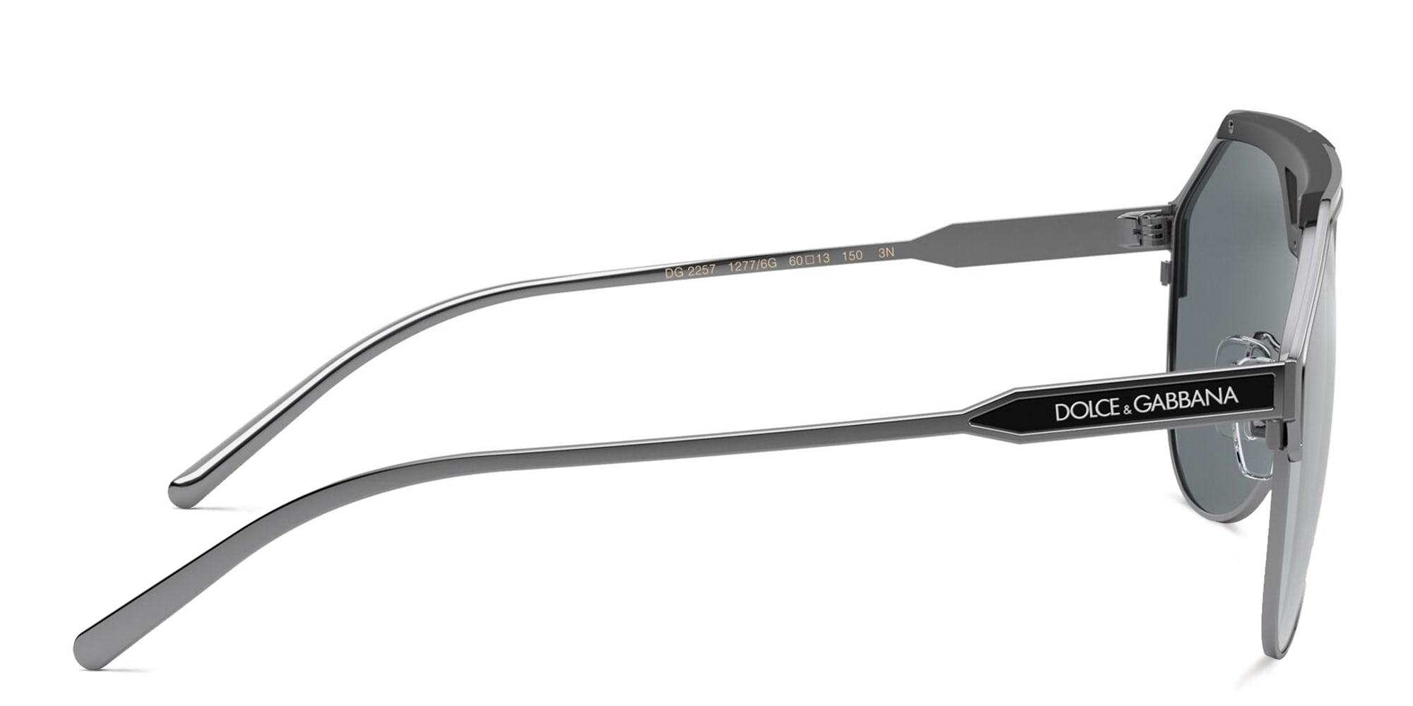 Shop Dolce & Gabbana Wide Aviator Sunglasses in Gunmetal online.