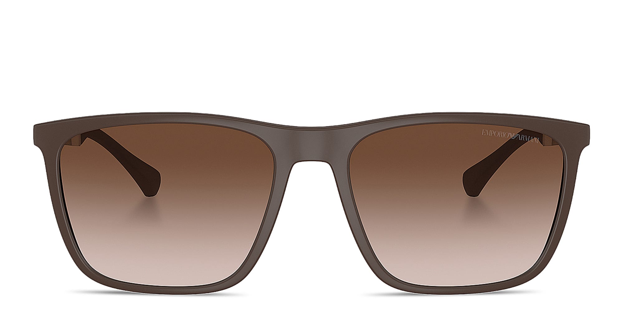 Shop Emporio Armani Logo Rectangle Sunglasses in Brown online.