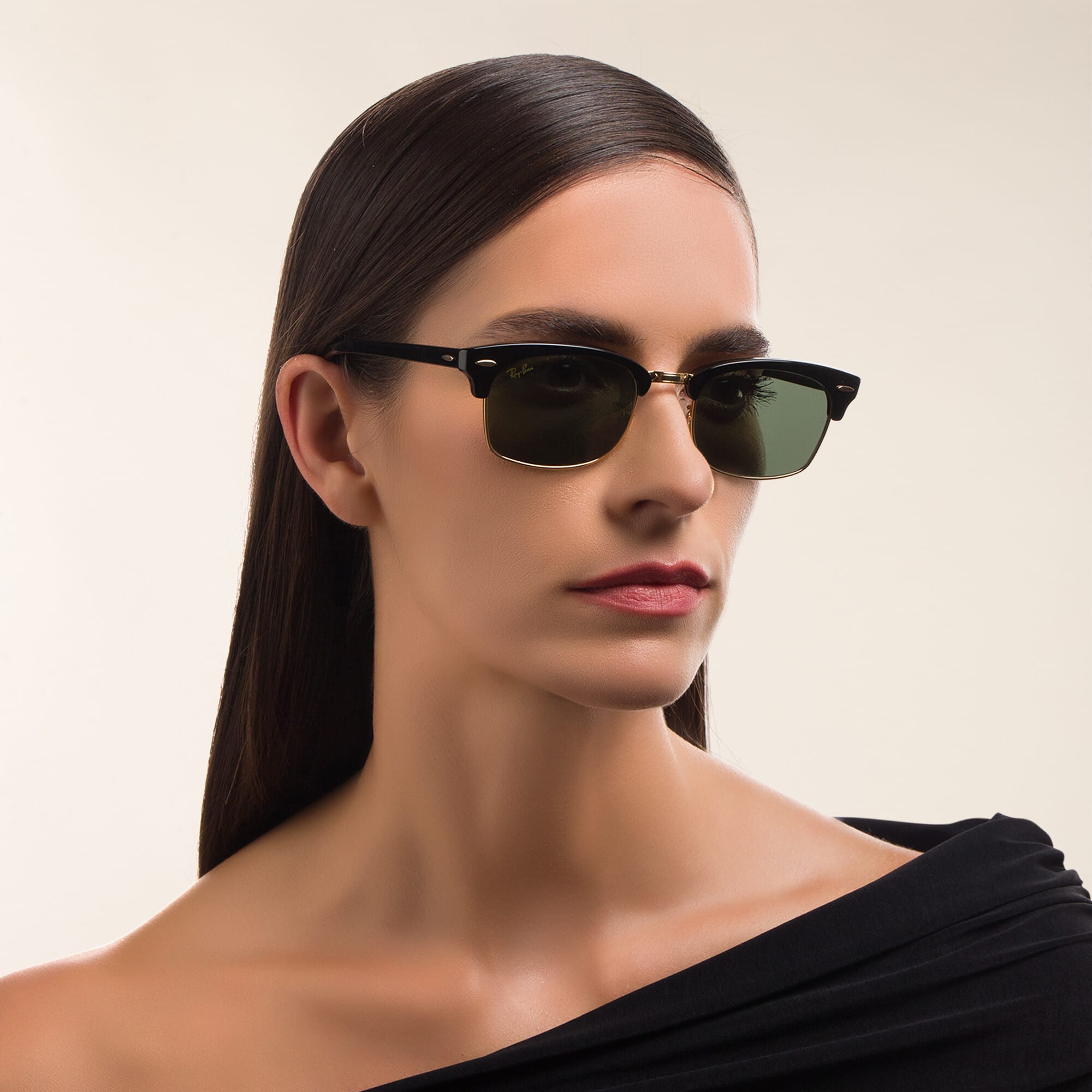 Shop Ray-Ban Rectangle Sunglasses in Black online.