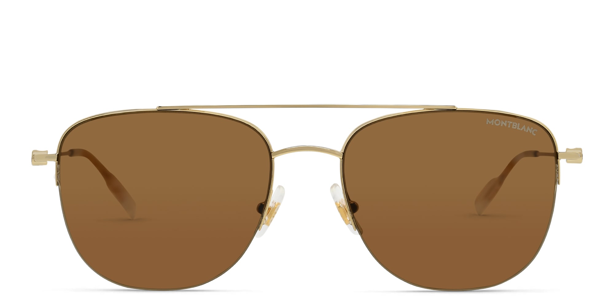 Shop MONTBLANC Square Sunglasses in Gold online.
