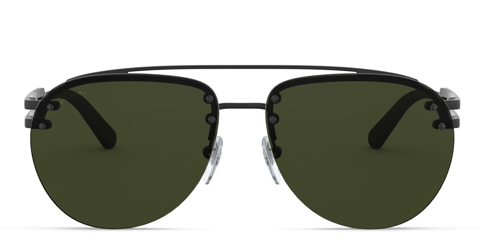 Shop BVLGARI Wide Aviator Sunglasses in Matte Black online.