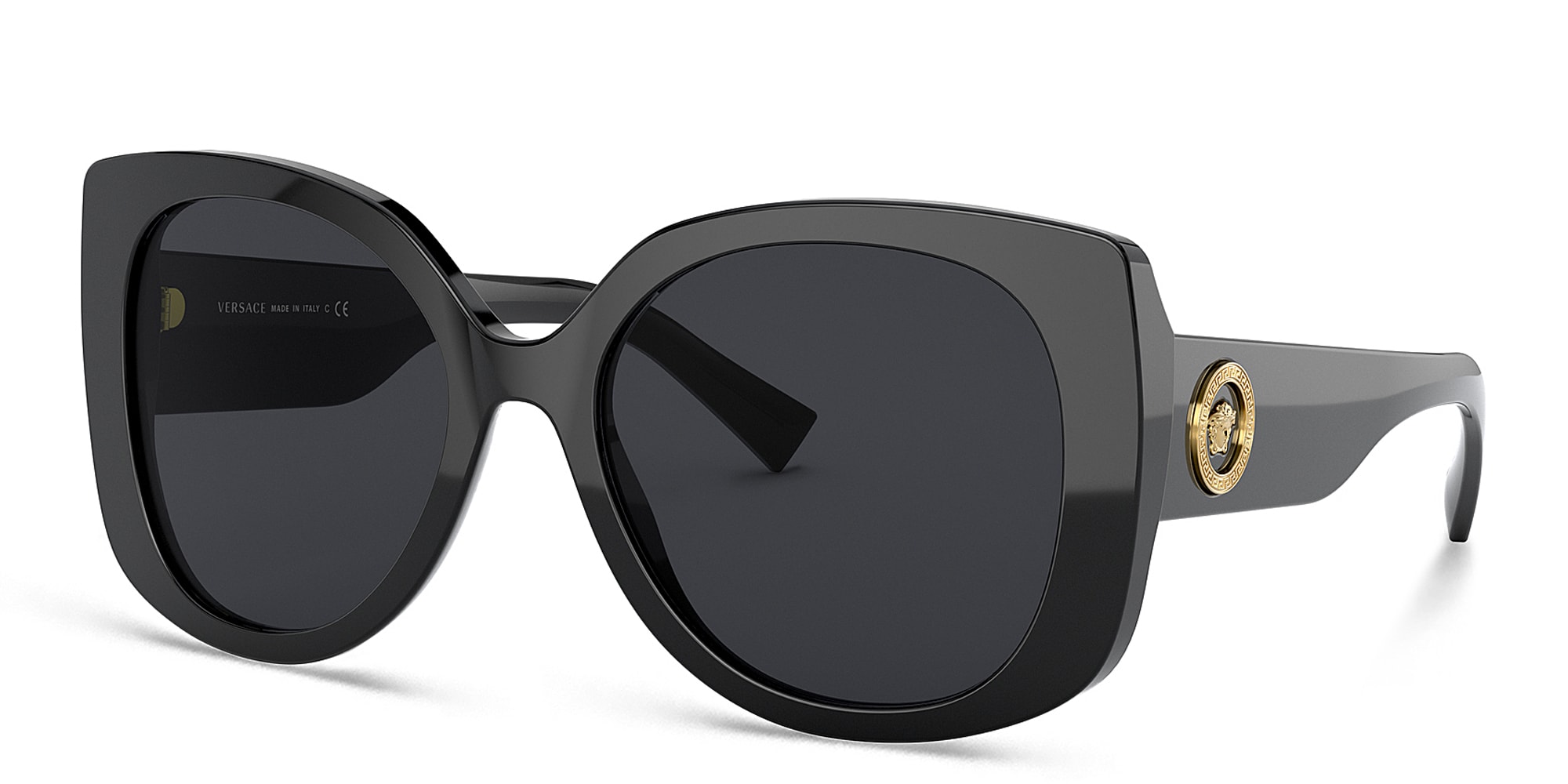 Shop VERSACE Medusa Oversized Sunglasses in Black online.