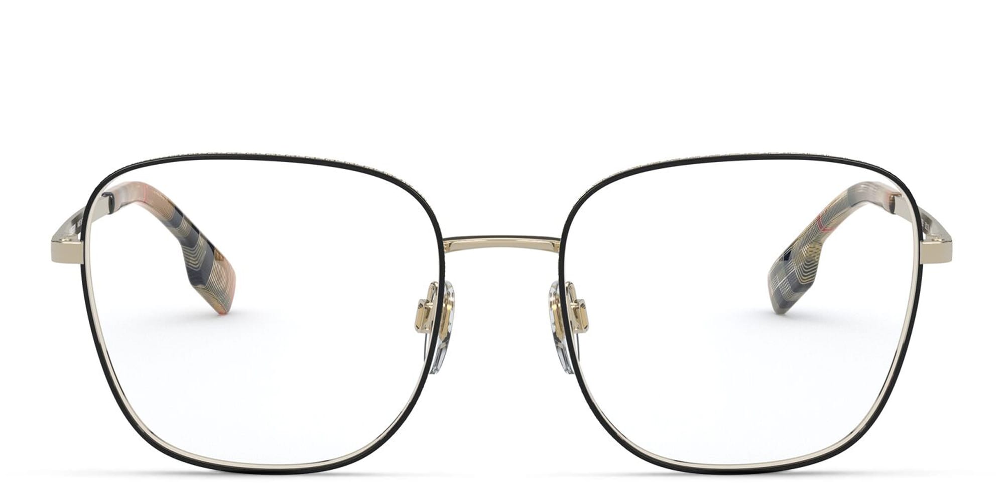 Shop BURBERRY Wide Square Eyeglasses in Black online.