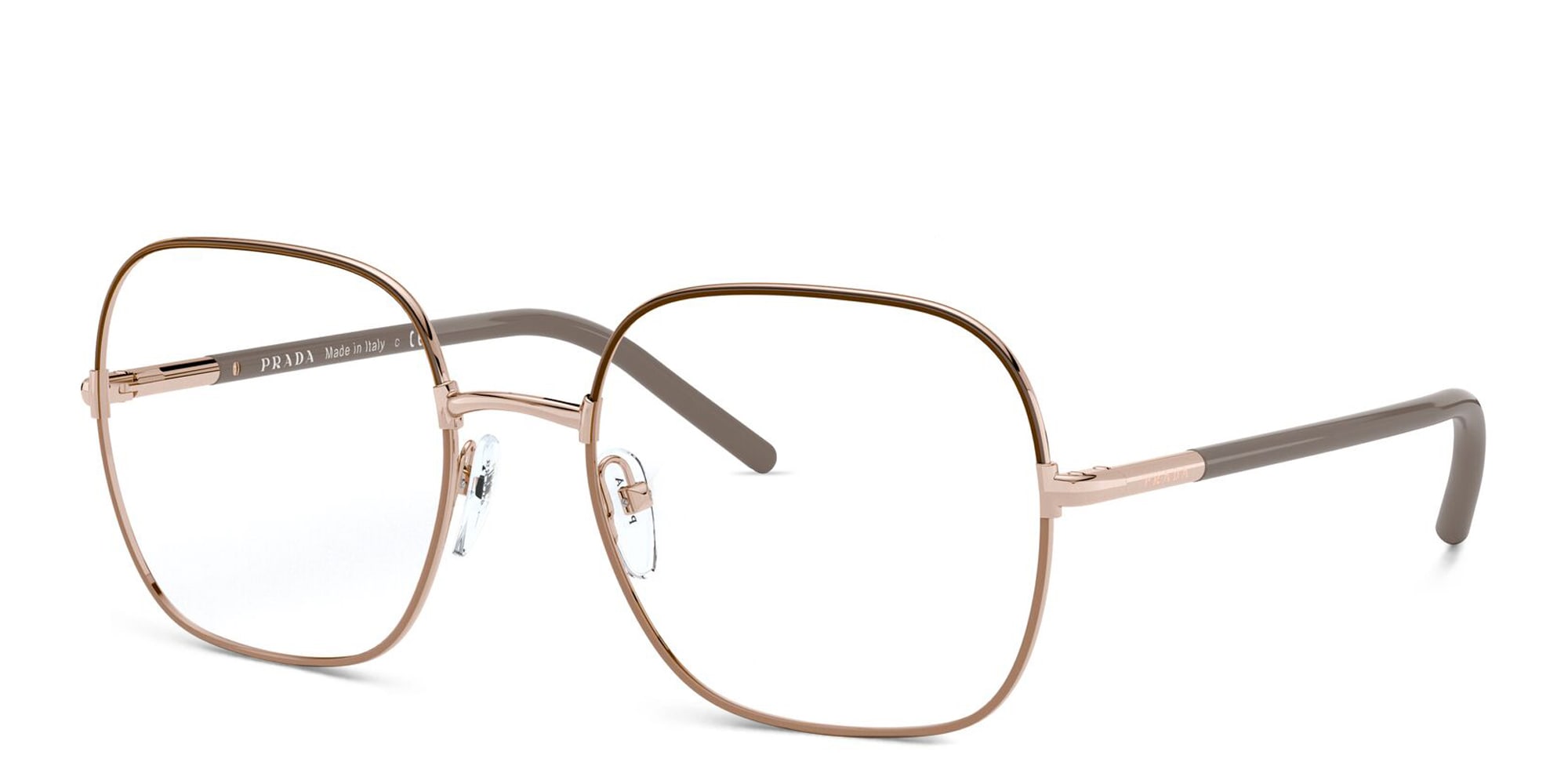 تسوق نظارة طبية مربعة برادا بلون Brown/Beige أونلاين.