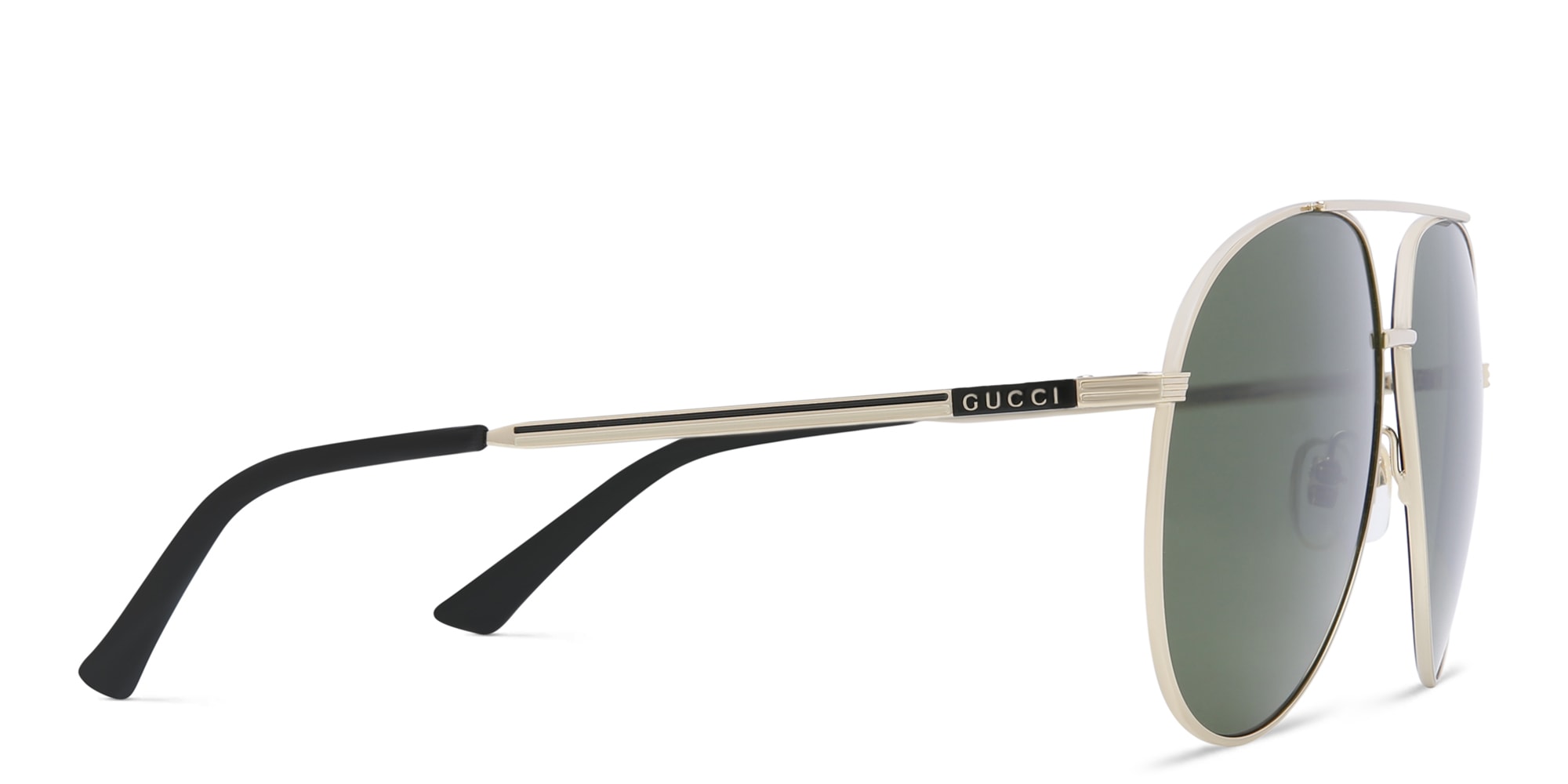 Shop GUCCI Wide Aviator Sunglasses in Gold online.