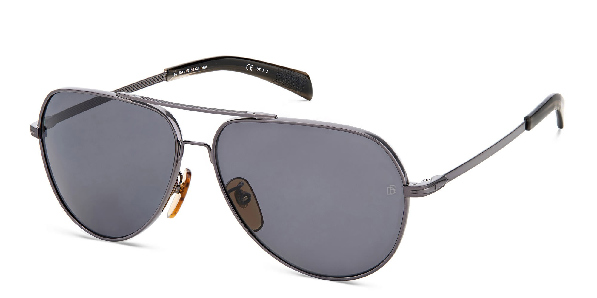 Shop DAVID BECKHAM Wide Aviator Sunglasses in Dark Ruthenium online.