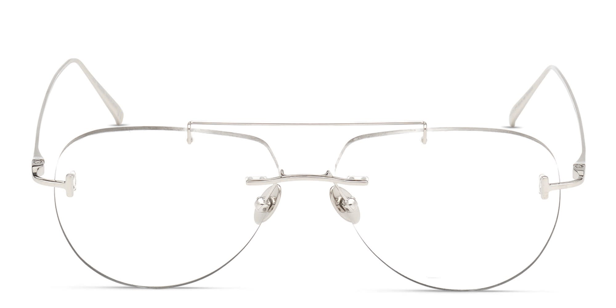 Shop TOM FORD Rimless Wide Aviator Eyeglasses in Silver online.