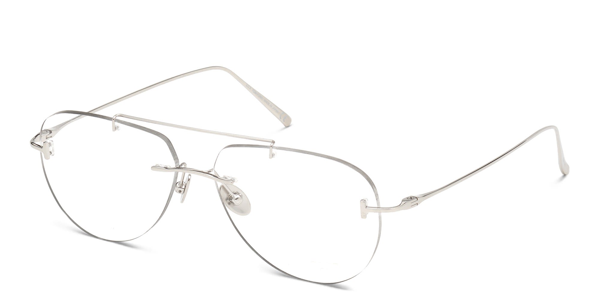 Shop TOM FORD Rimless Wide Aviator Eyeglasses in Silver online.