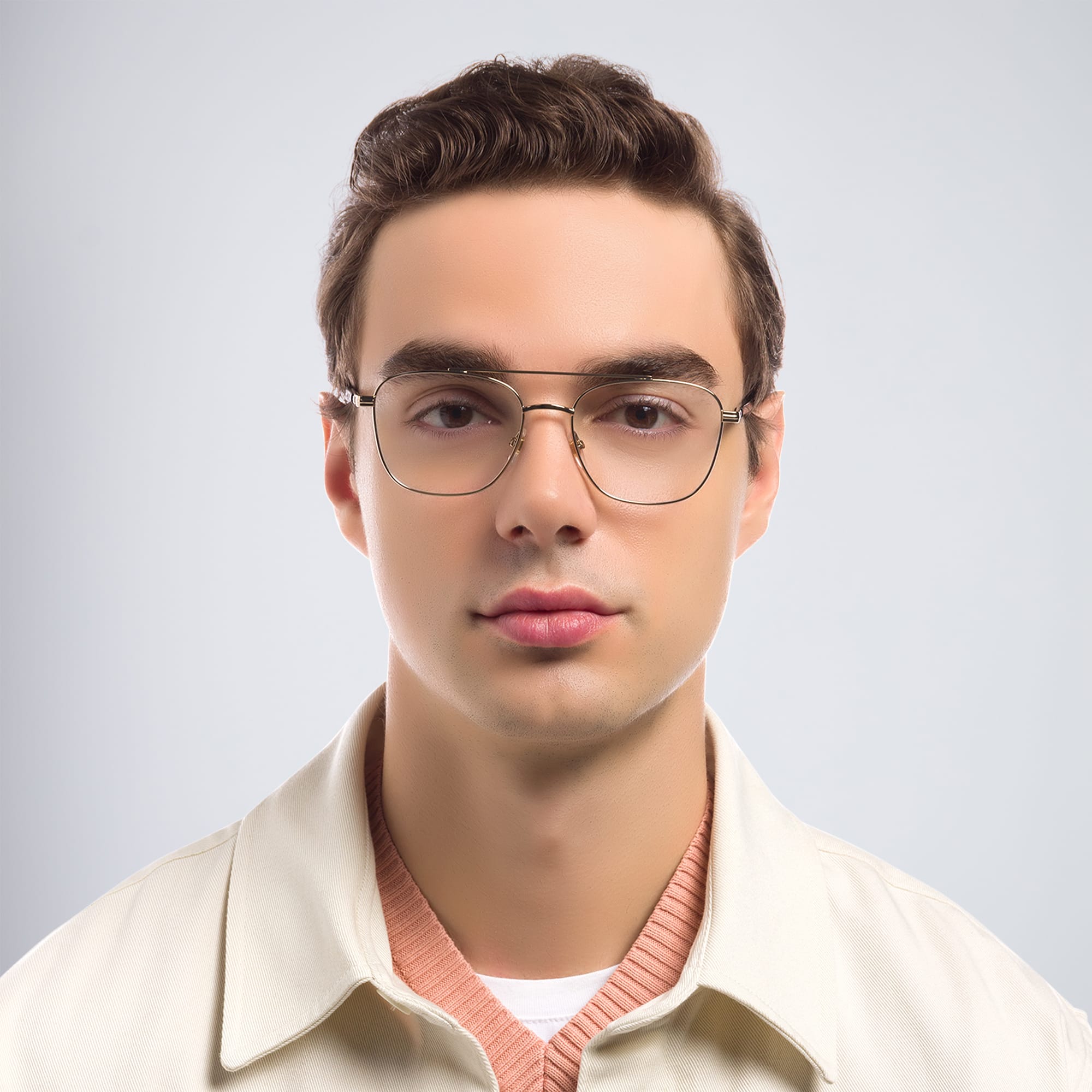 Shop EYE'M Square Eyeglasses in Gold online.