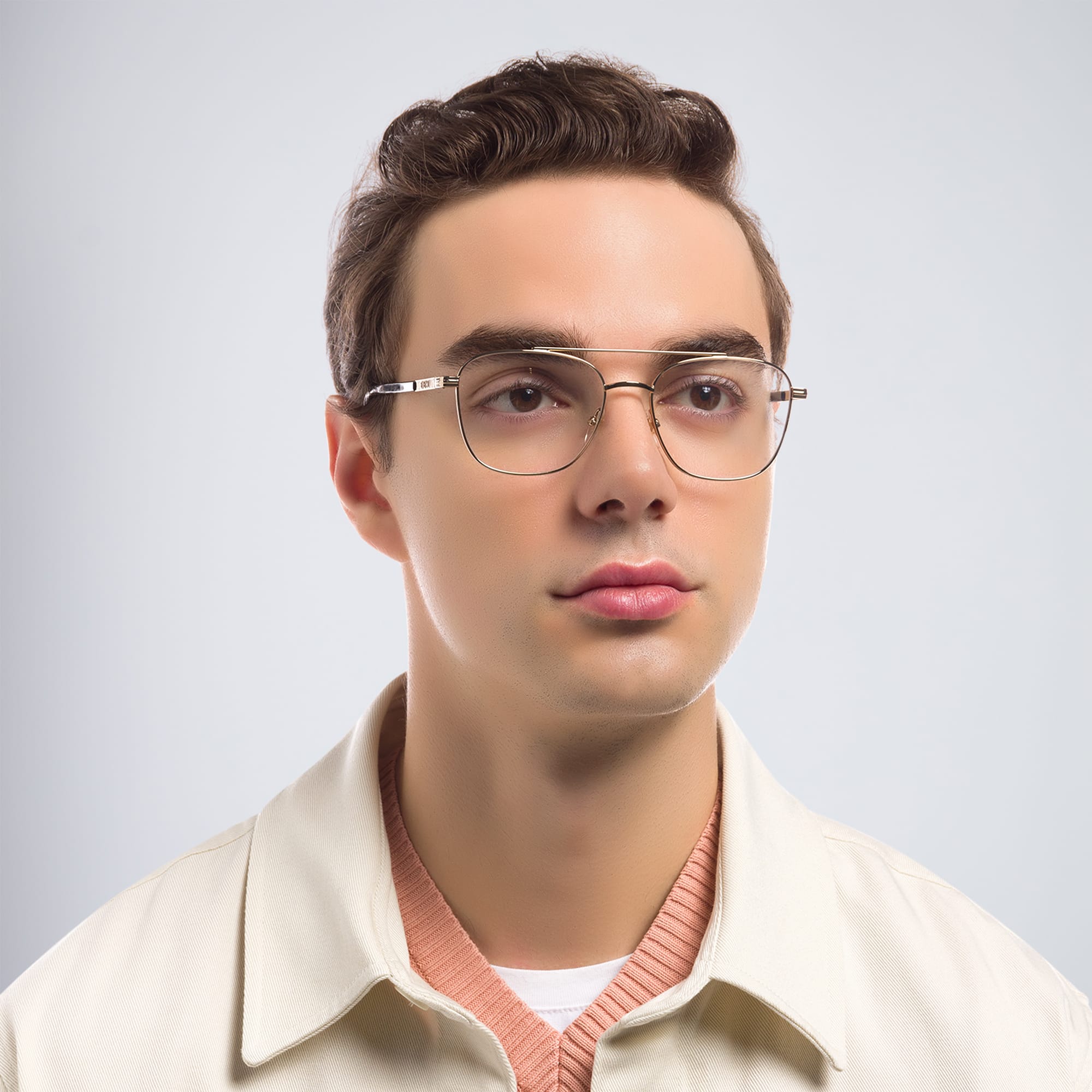Shop EYE'M Square Eyeglasses in Gold online.
