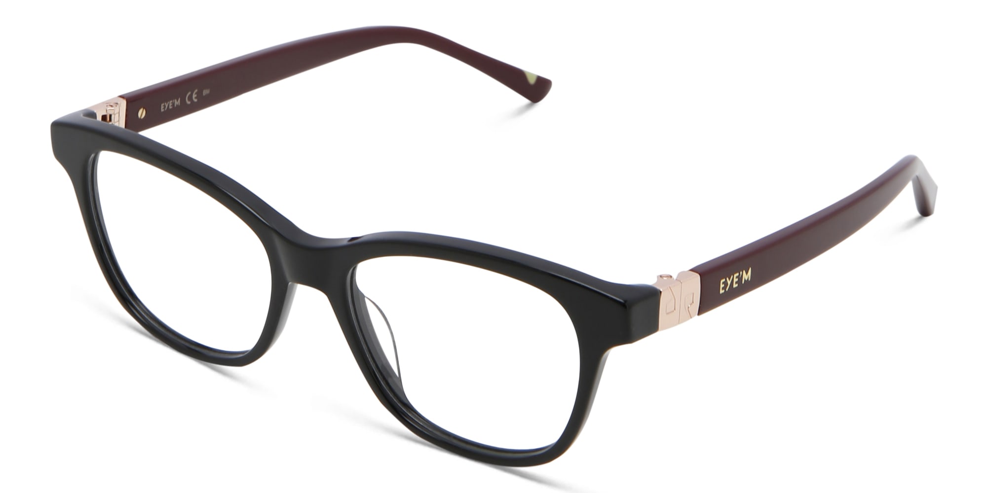 Shop EYE'M Square Eyeglasses in Black & Burgundy online.