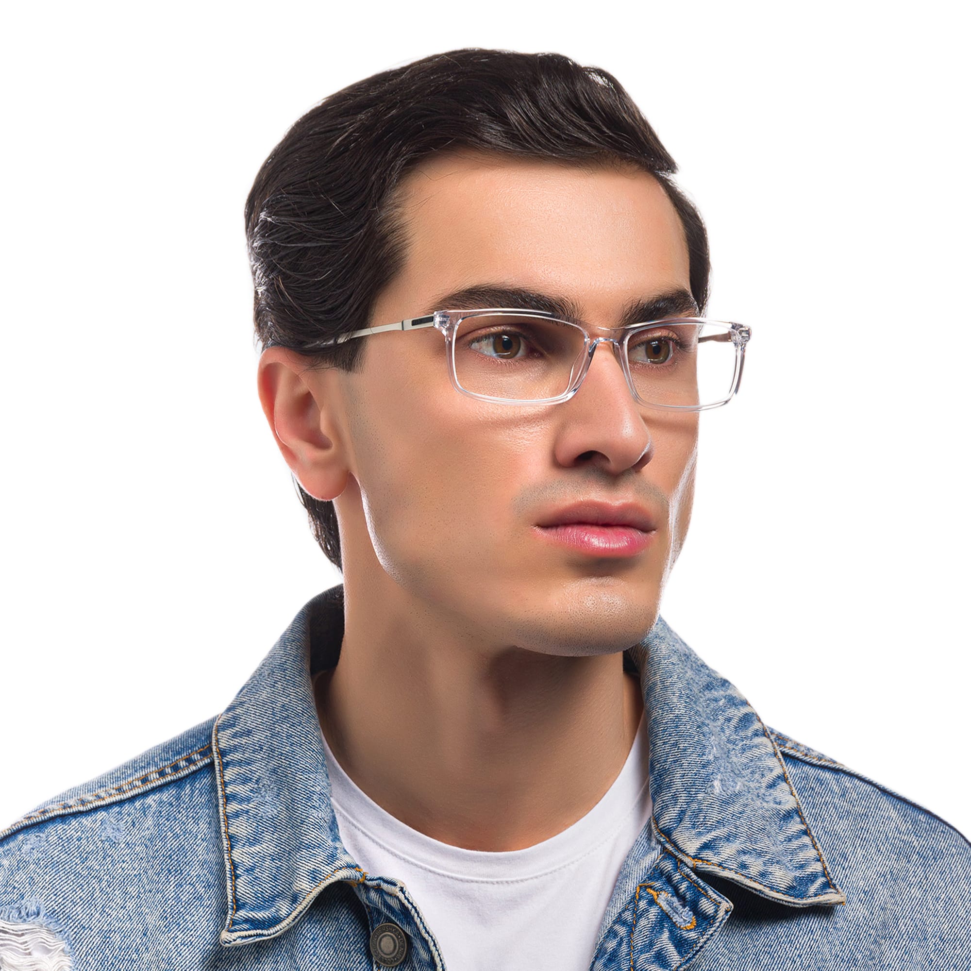Shop EYE'M Wide Rectangle Eyeglasses in Clear online.
