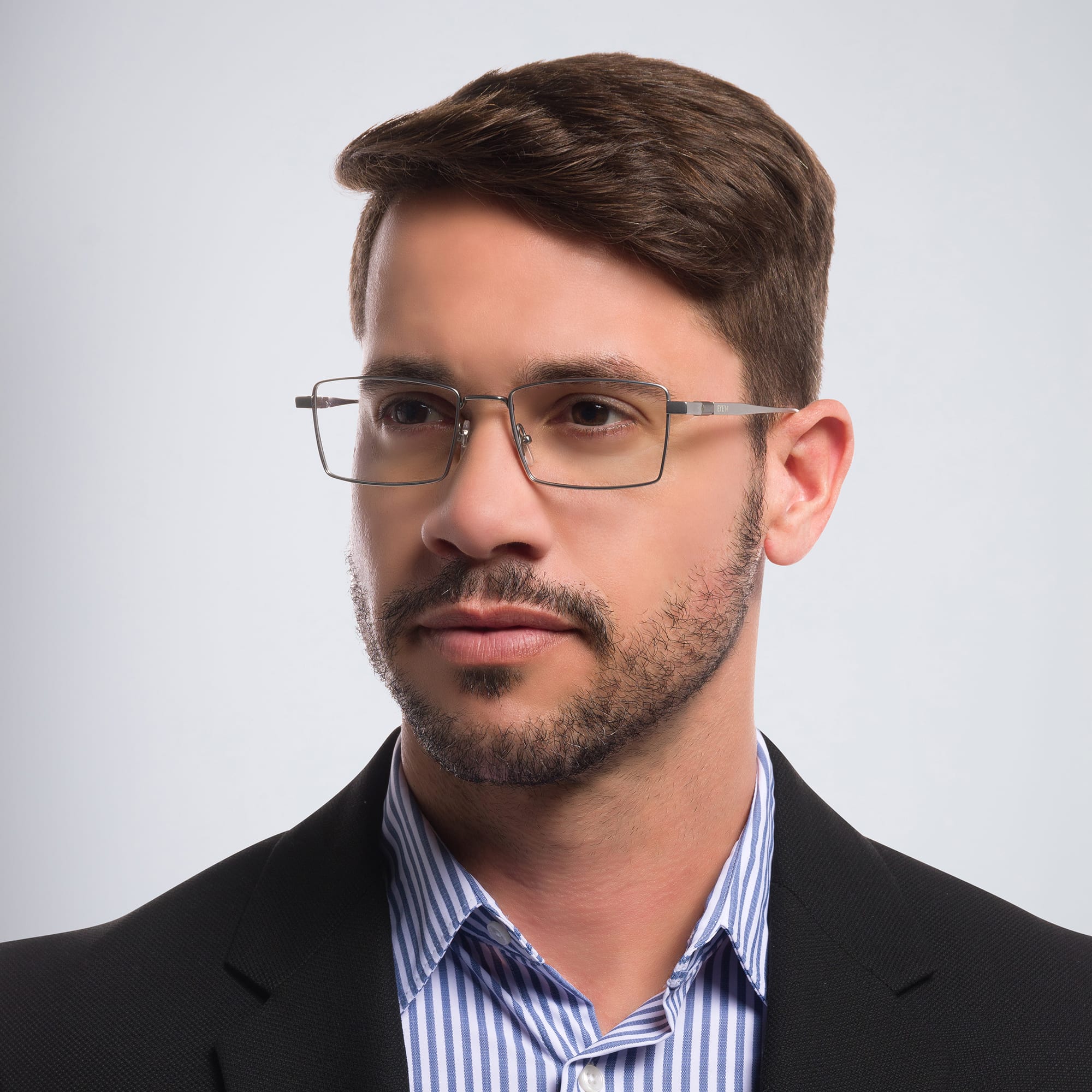 Shop EYE'M Rectangle Eyeglasses in Silver online.