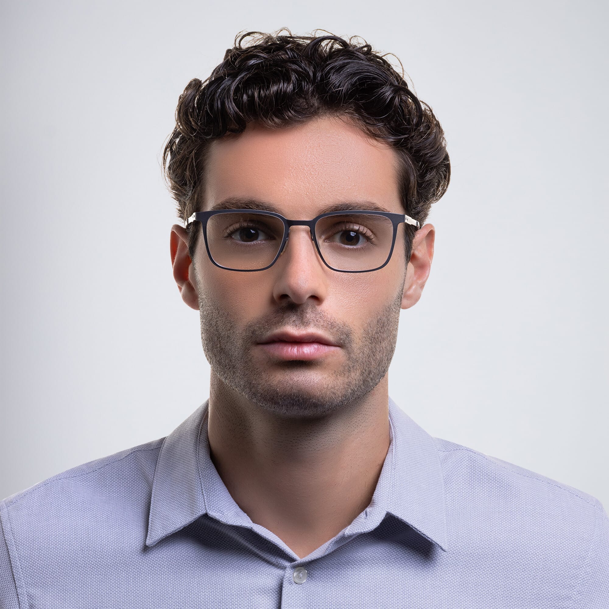 Shop EYE'M Rectangle Eyeglasses in Gunmetal online.