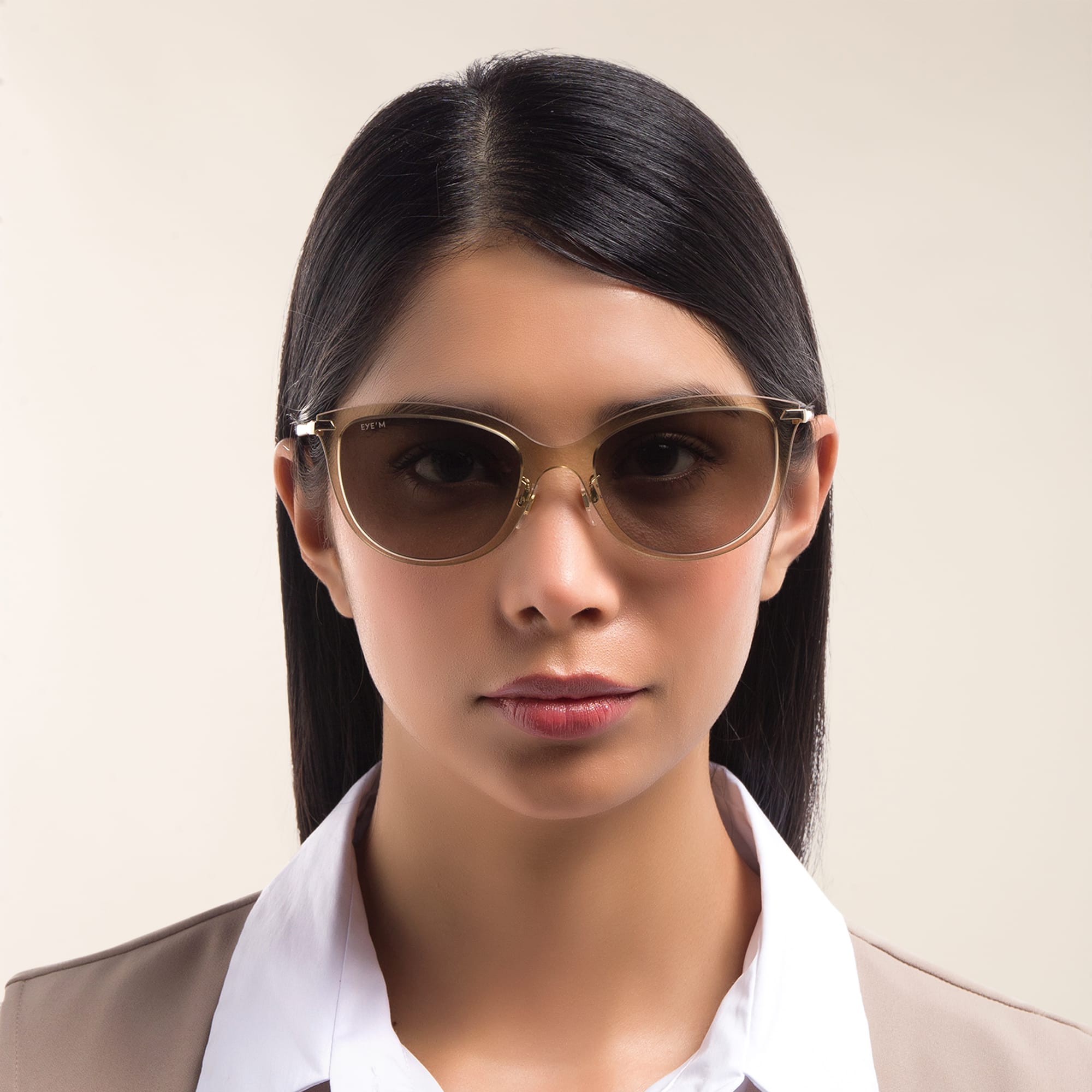 Shop EYE'M Cat Eye Sunglasses in Brown online.