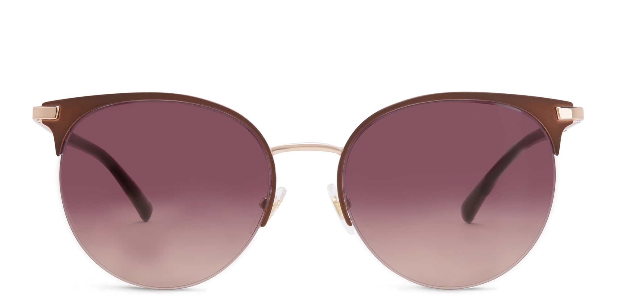 Shop EYE'M Half Rim Round Sunglasses in Red online.