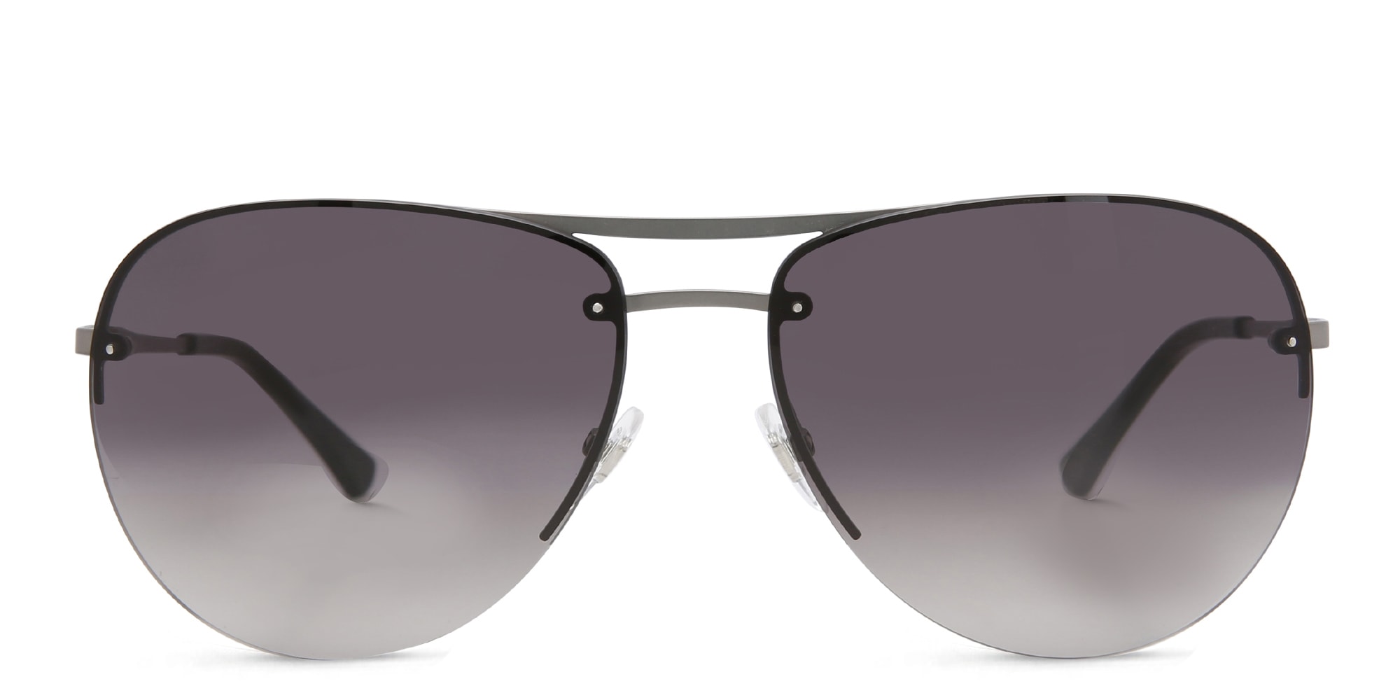 Shop EYE'M Half Rim Wide Aviator Sunglasses in Gunmetal online.