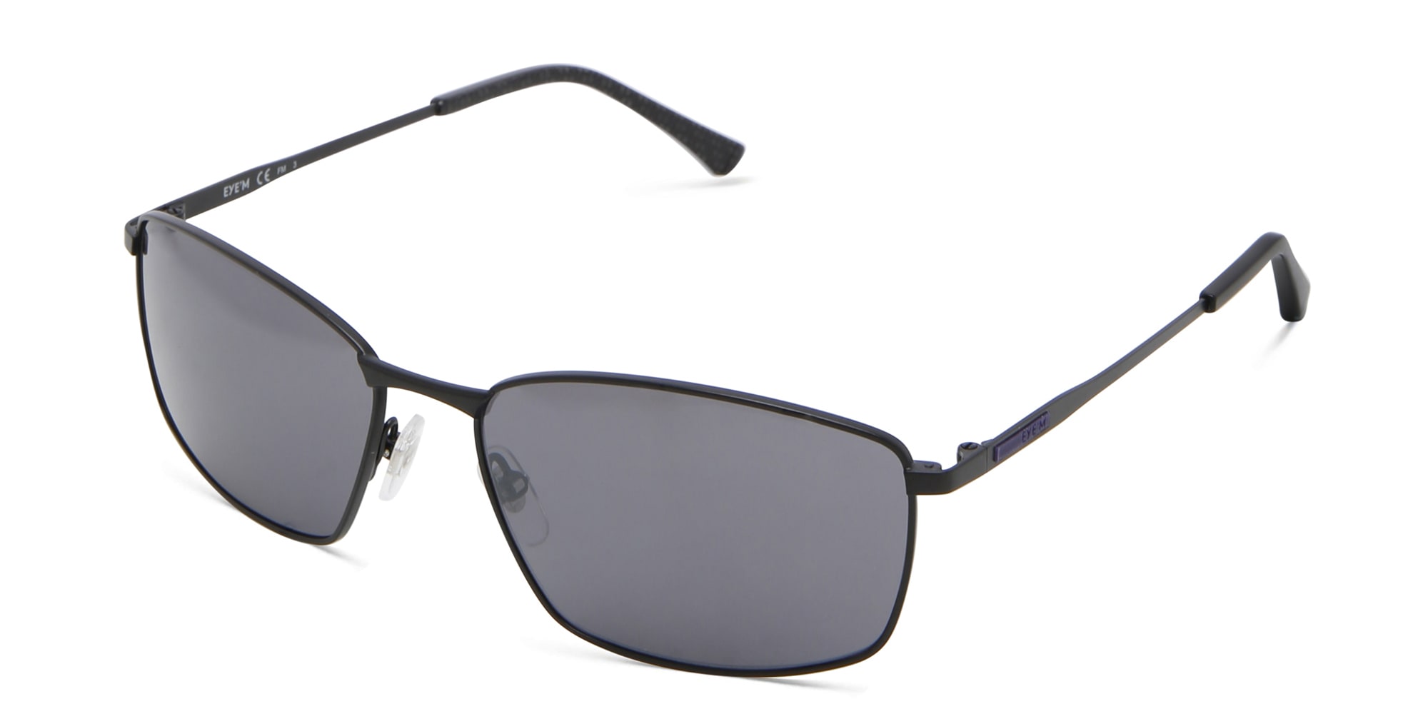 Shop EYE'M Wide Rectangle Sunglasses in Black online.