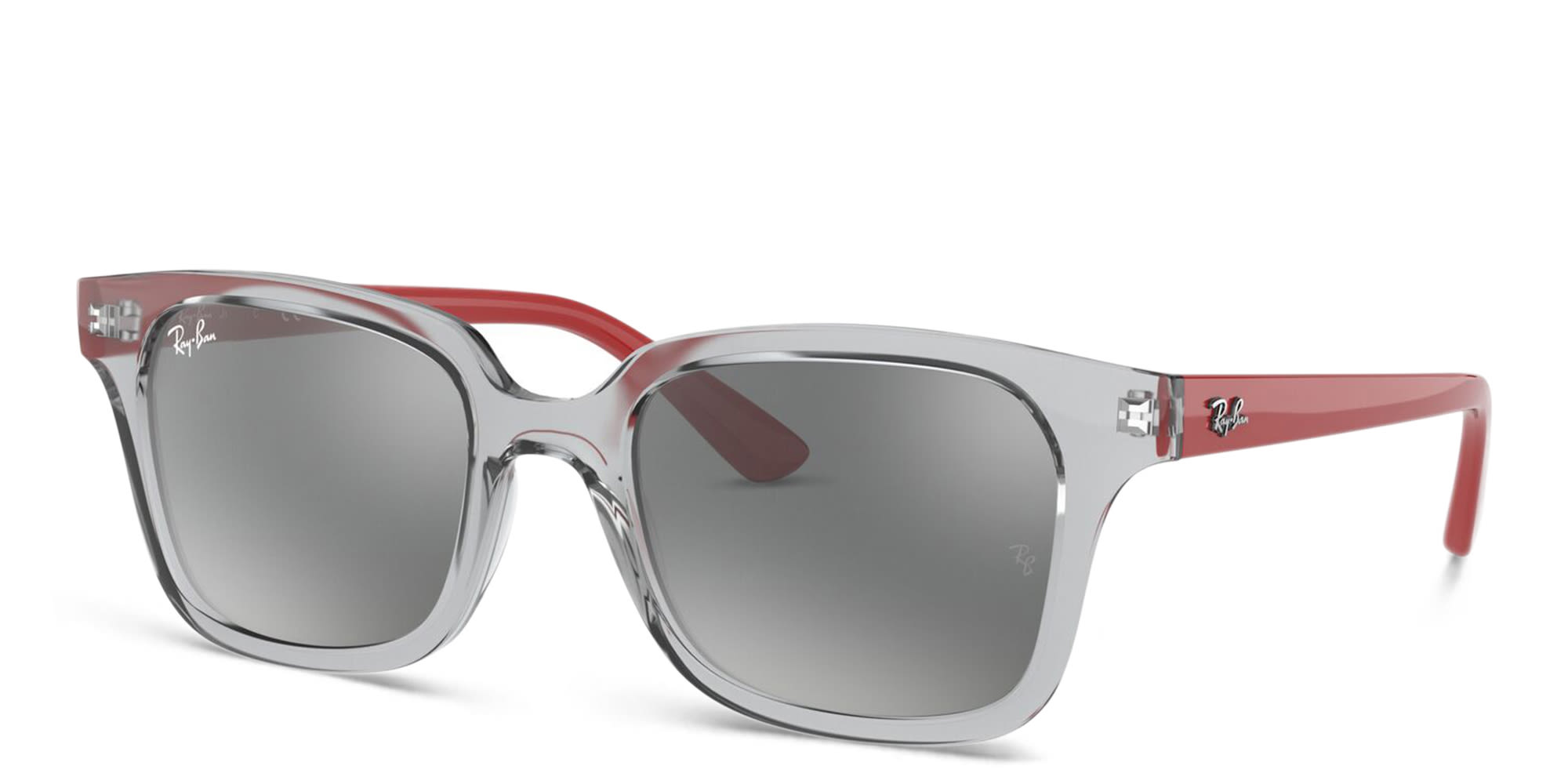 Shop Ray-Ban Junior Kids Square Sunglasses in Transparent Grey online.