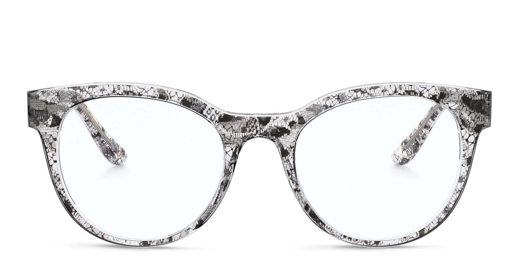 Shop Dolce & Gabbana Panthos Eyeglasses in Black Lace online.