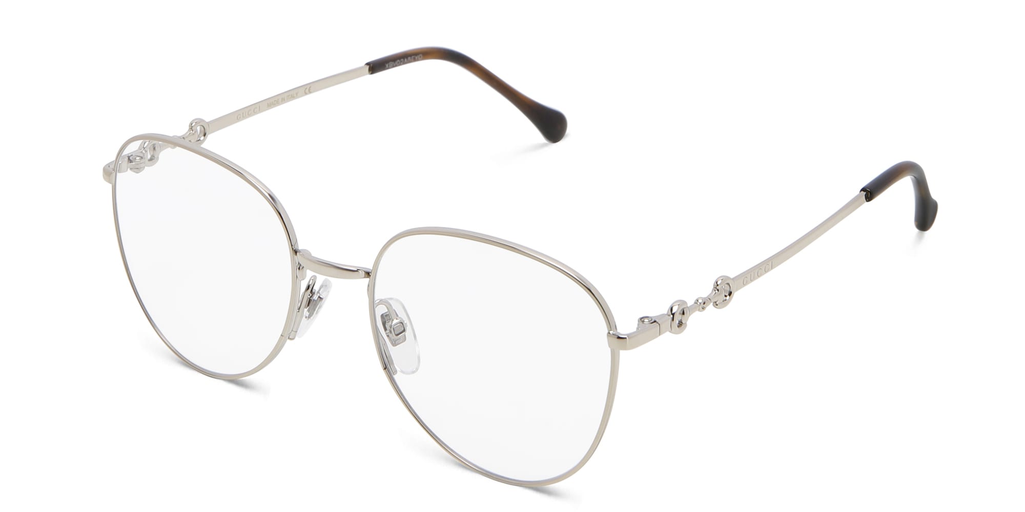 Shop GUCCI Aviator Eyeglasses in Gold online.