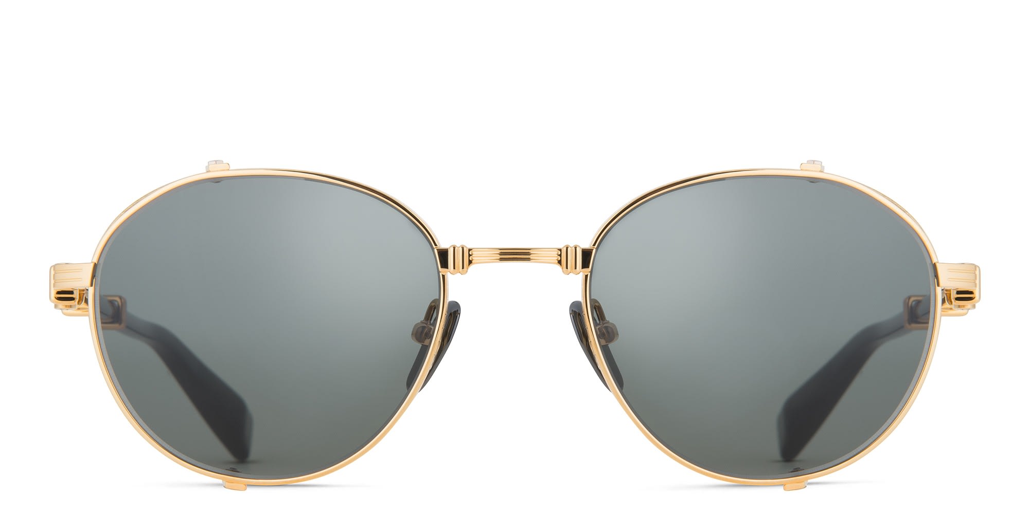 Shop BALMAIN Brigade I Unisex Round Sunglasses in Gold online.
