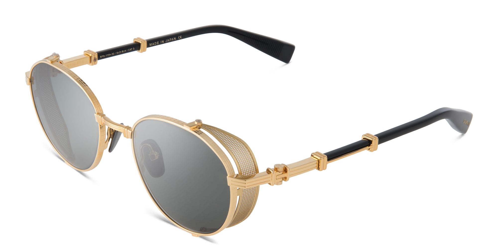 Shop BALMAIN Brigade I Unisex Round Sunglasses in Gold online.