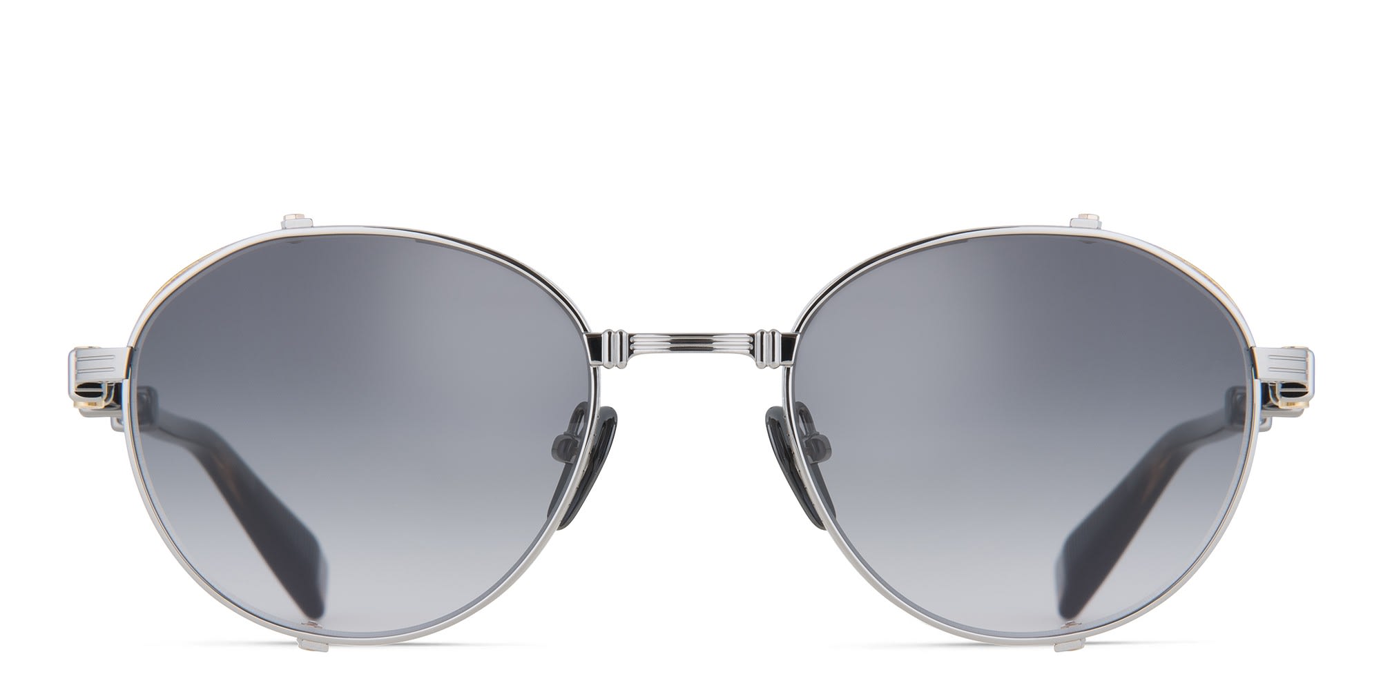 Shop BALMAIN Brigade I Unisex Round Sunglasses in Silver online.