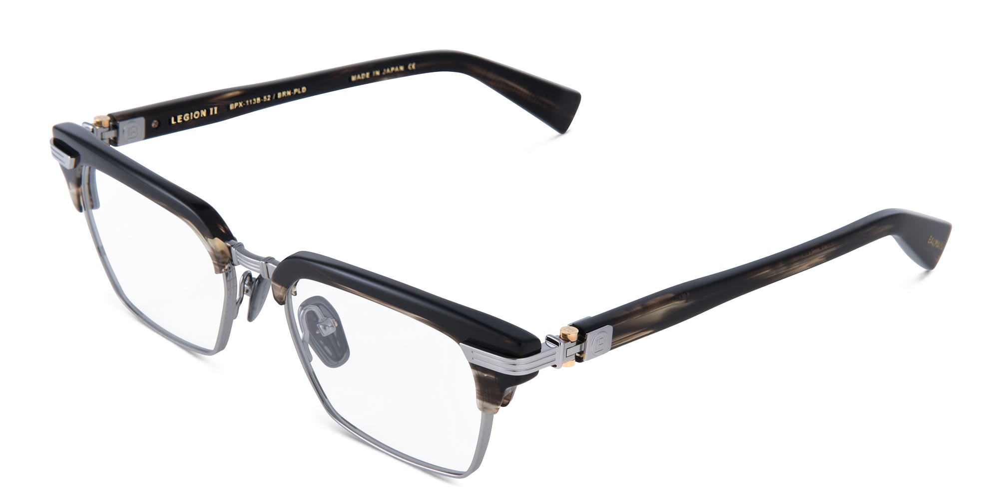 Shop BALMAIN Legion II Unisex Square Eyeglasses in Brown online.