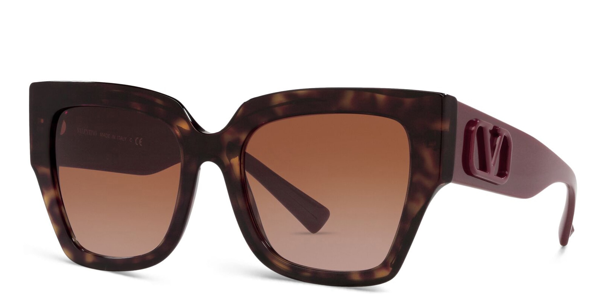 Shop VALENTINO Square Sunglasses in Havana online.