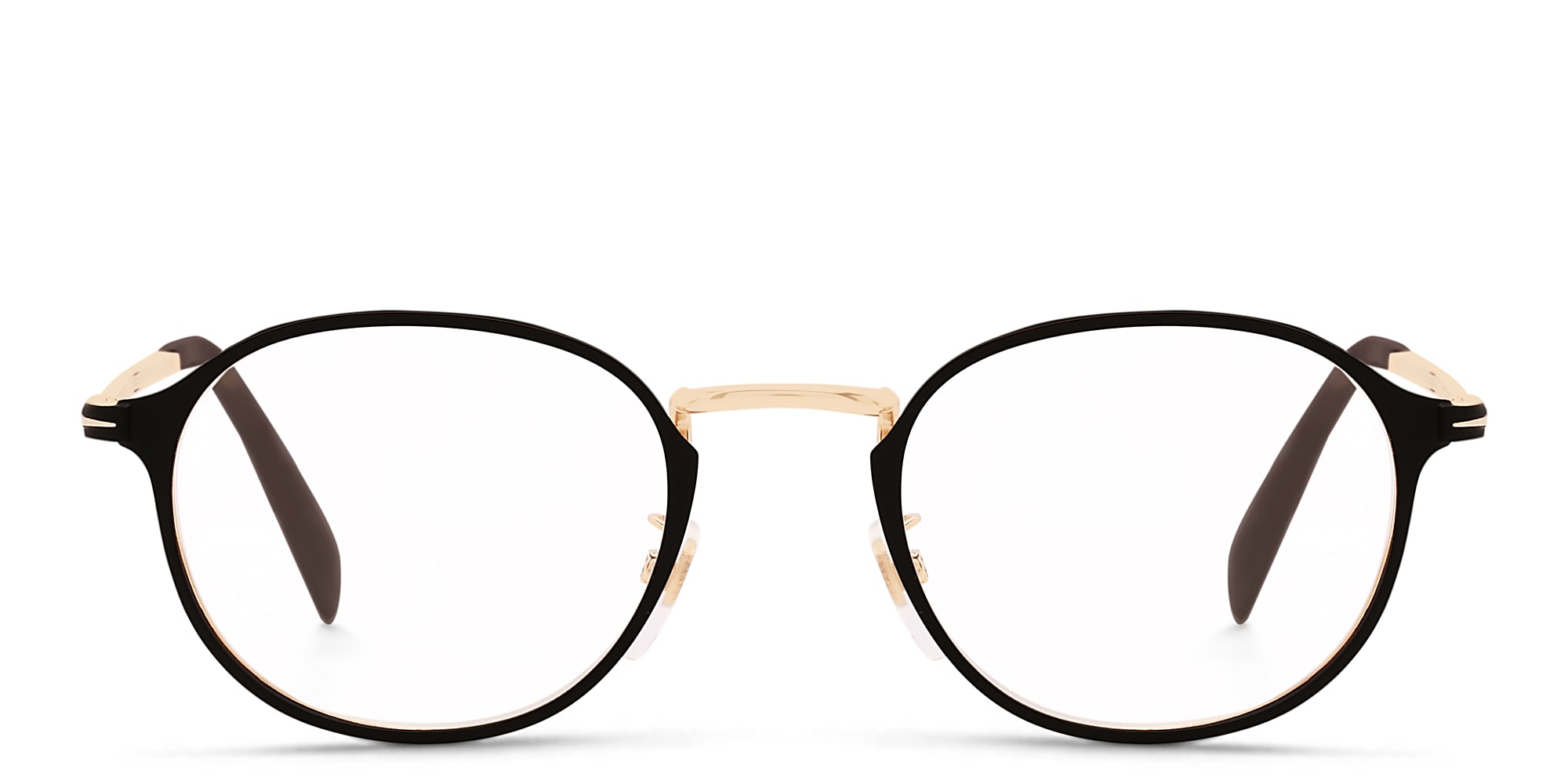 Shop DAVID BECKHAM Round Eyeglasses in Matte Brown Ruthenium online.