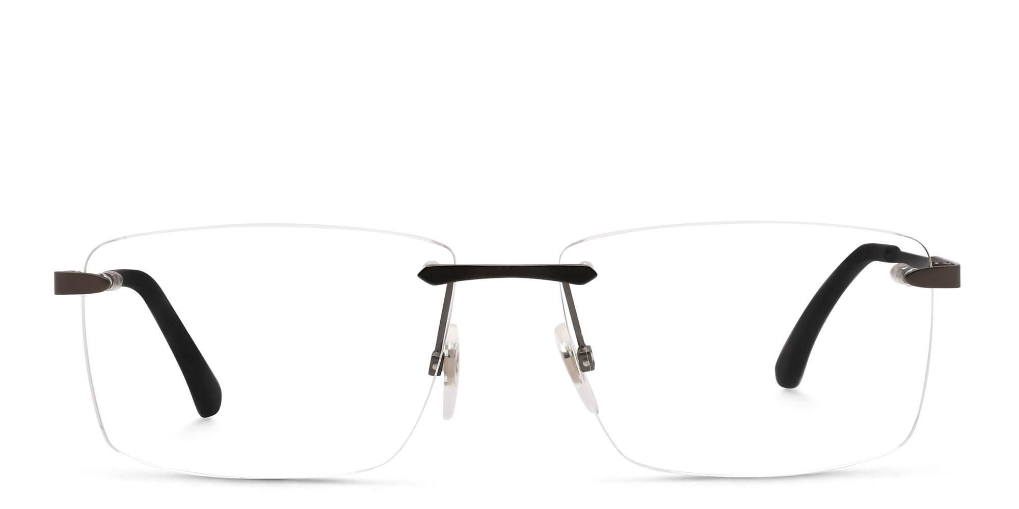 Shop EYE'M Rimless Wide Rectangle Eyeglasses in Gunmetal online.