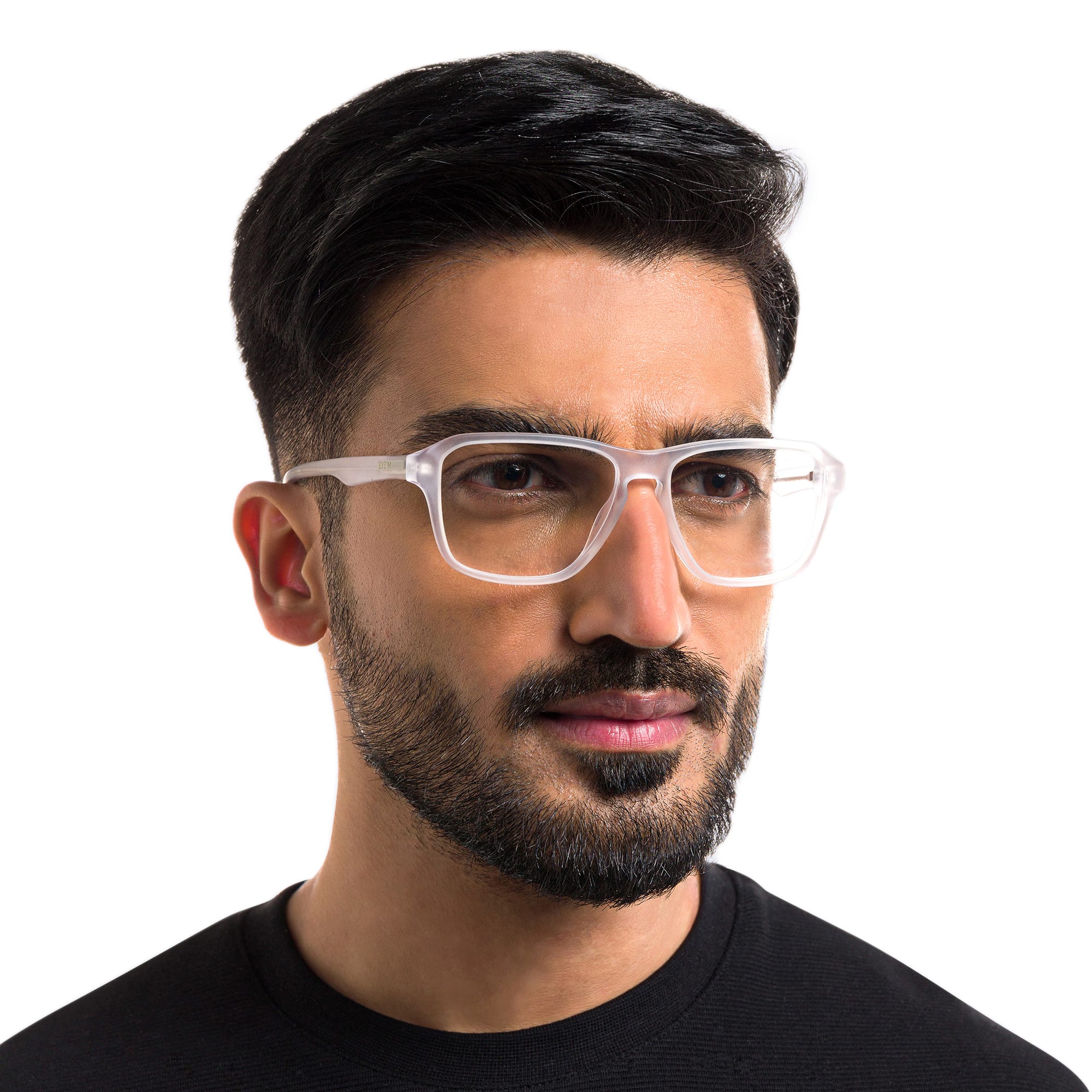 Shop EYE'M Wide Rectangle Eyeglasses in Clear online.