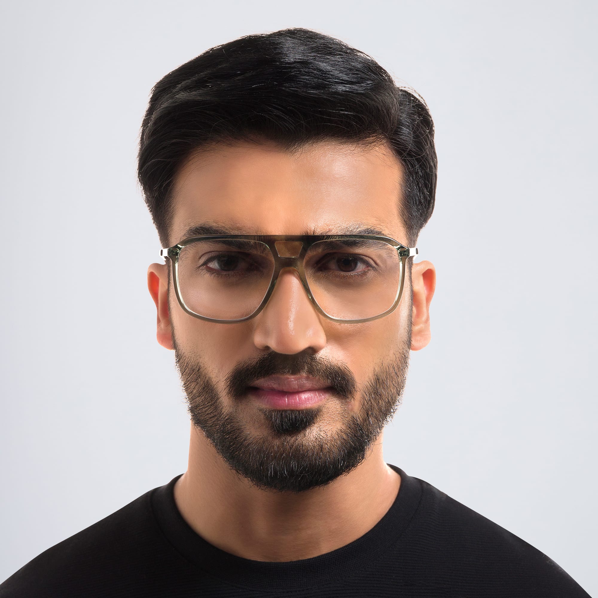 Shop EYE'M Wide Aviator Eyeglasses in Green online.