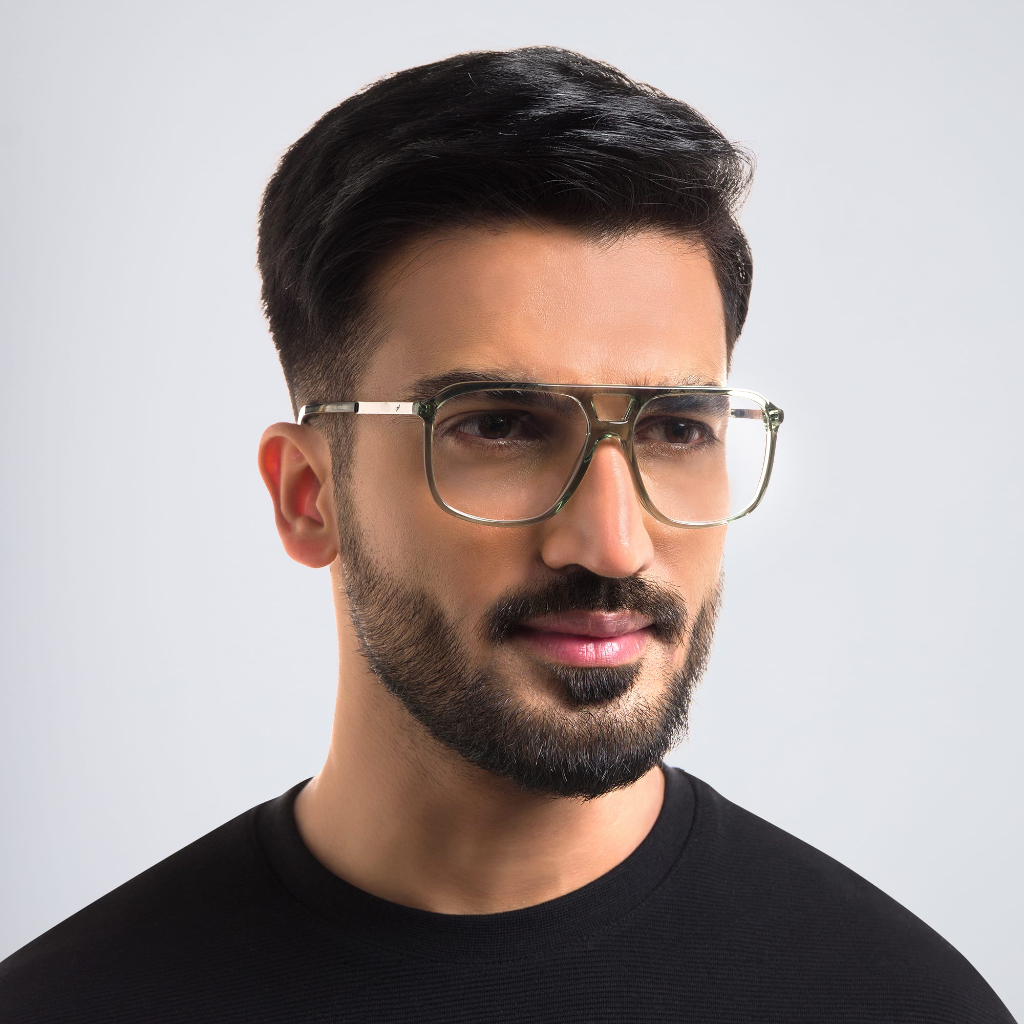 Shop EYE'M Wide Aviator Eyeglasses in Green online.